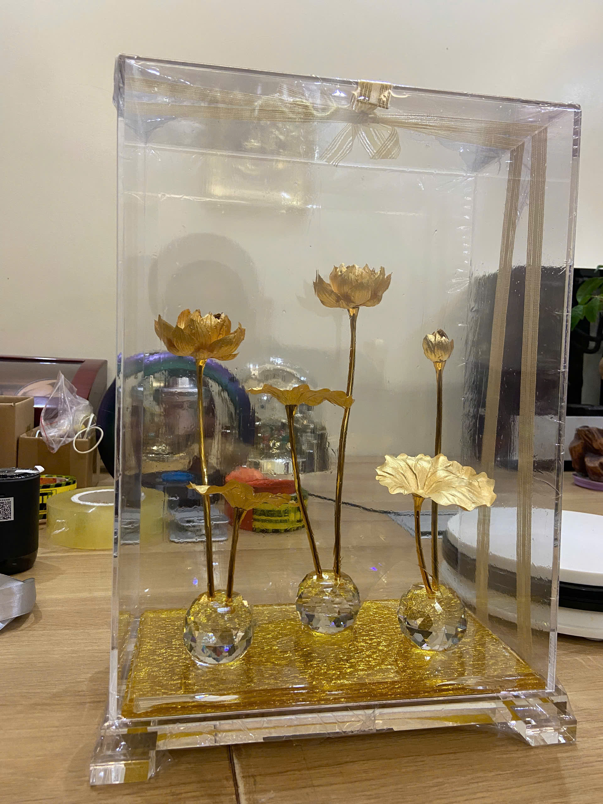 Hộp hồ sen 3 nhánh mạ vàng 24k cao cấp _thumbnail_4