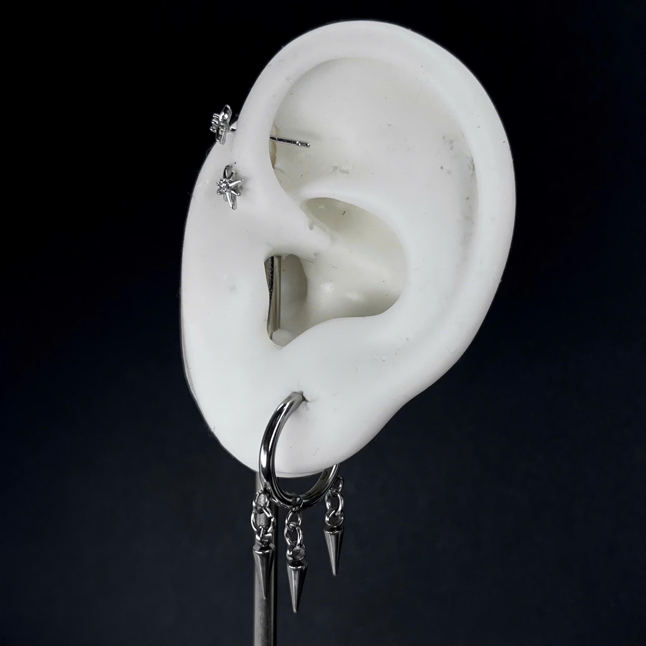 Khuyên vòng kiểu ba đinh nhọn nhỏ rơi