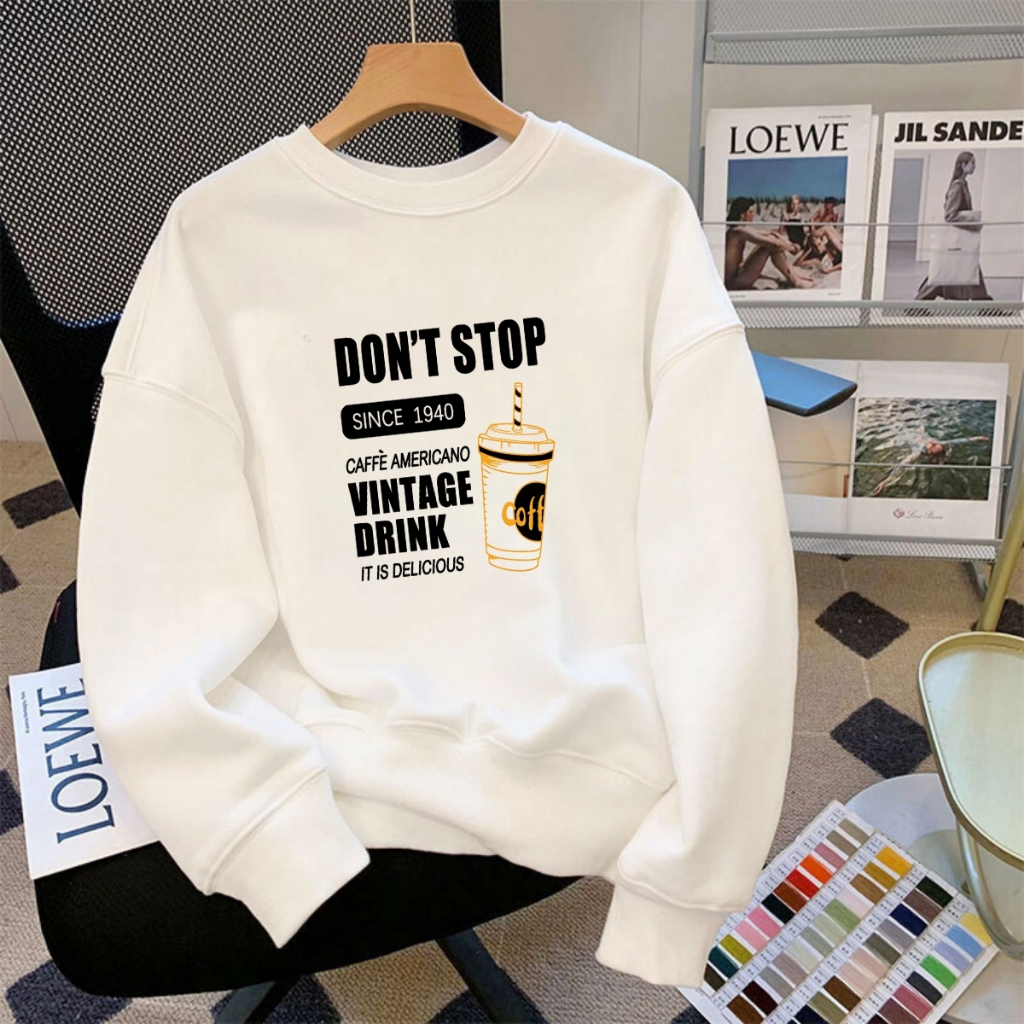 Áo sweater nam nữ in chữ 3 màu đen,trắng,be - Áo nỉ thu đông dáng rộng - Loza G0232_thumbnail_5