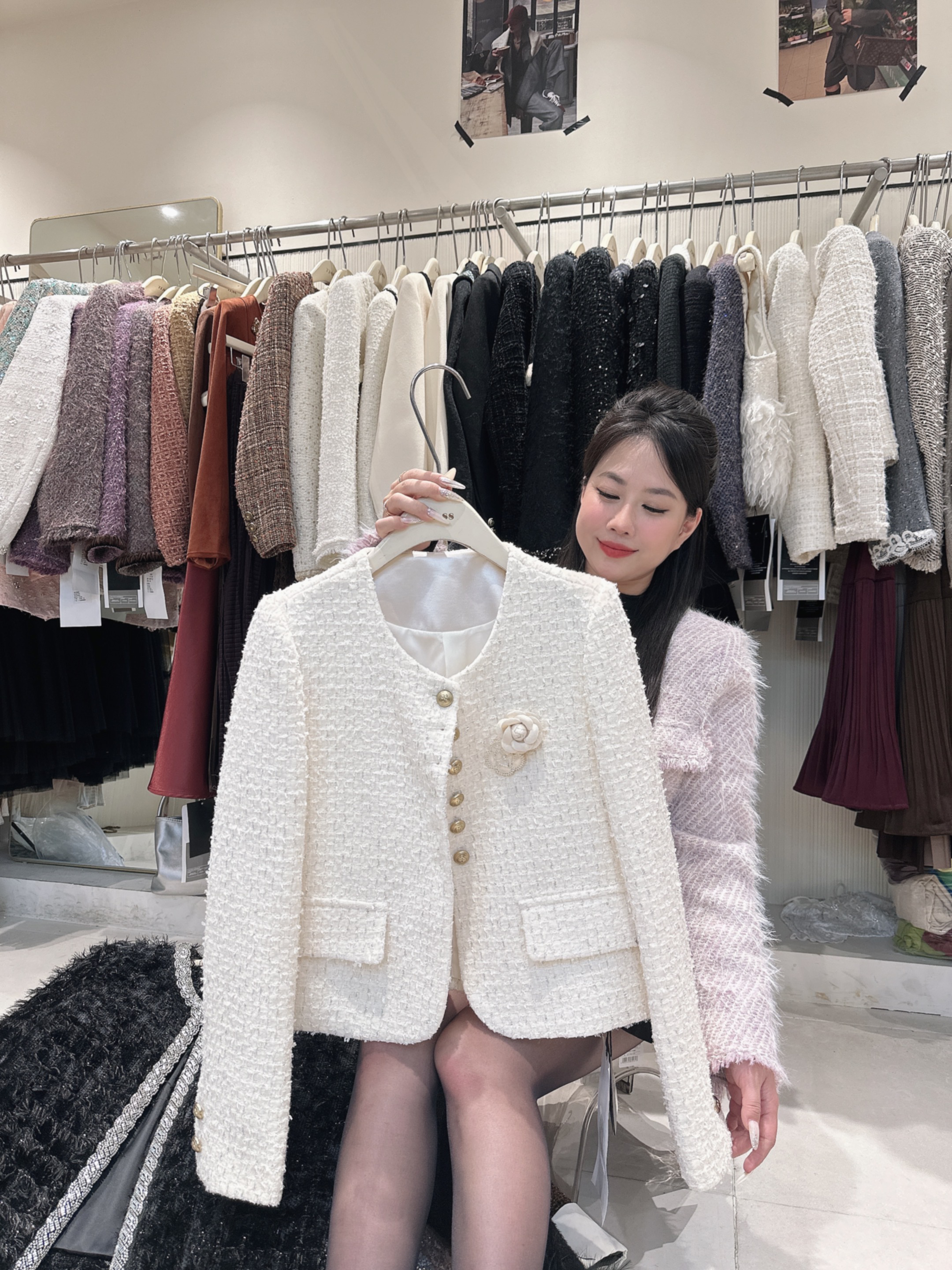 Áo dạ hoa trà - V9