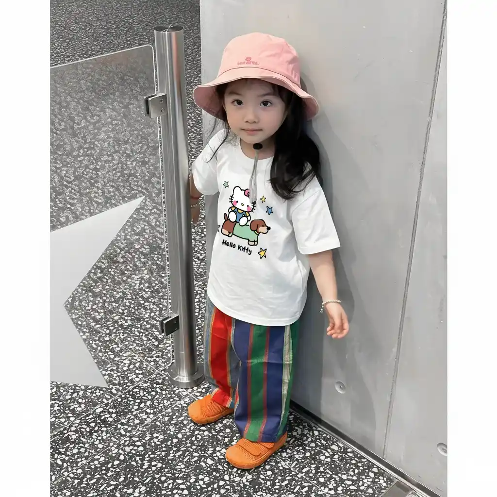 Áo thun kid Kado vải cotton cao cấp thoáng mát tay ngắn cổ tròn Kitty và cún in artwork 2882_thumbnail_4