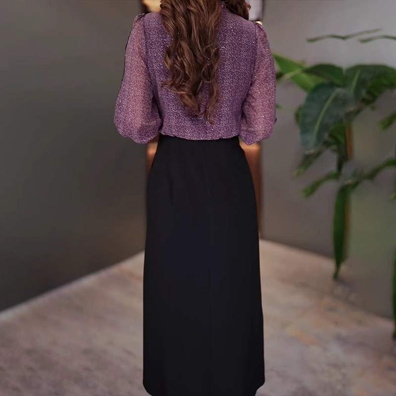 17725-Đầm suông tay voan lở cổ tàu eo viền tua rua cách điệu (voan, lụa)_thumbnail_1