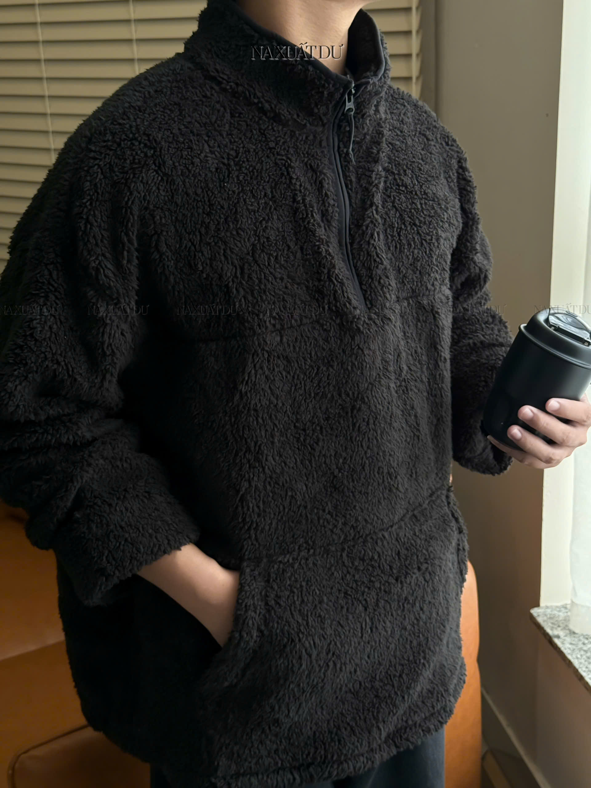 Set 2 Áo lông cổ có dây kéo unisex 