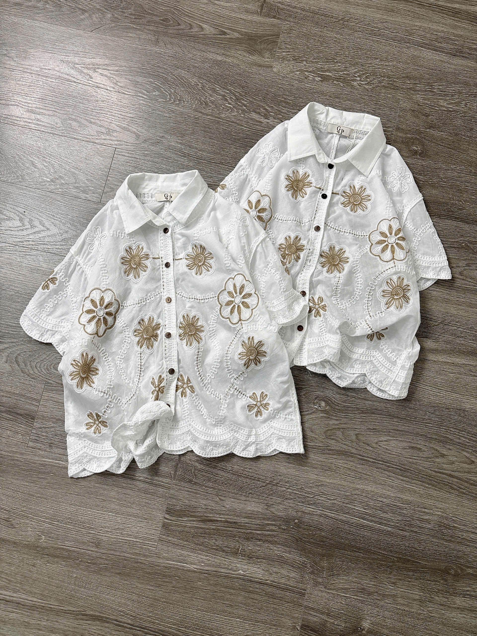 H73 ÁO SOMI TRẮNG THÊU HOA