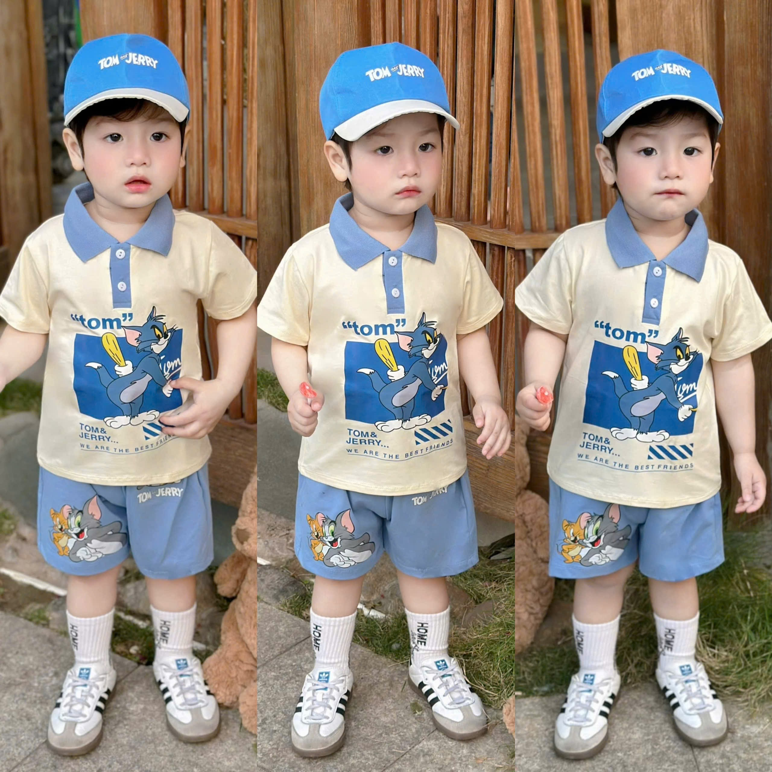 C86 BỘ POLO CỔ XANH TOM JERRY KÈM MŨ- A117.1750