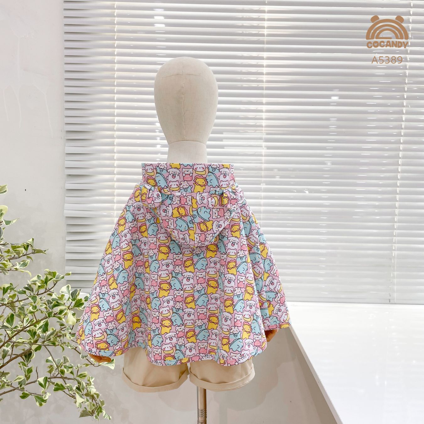 Áo choàng COTTON cao cấp COCANDY động vật HỒNG_thumbnail_2