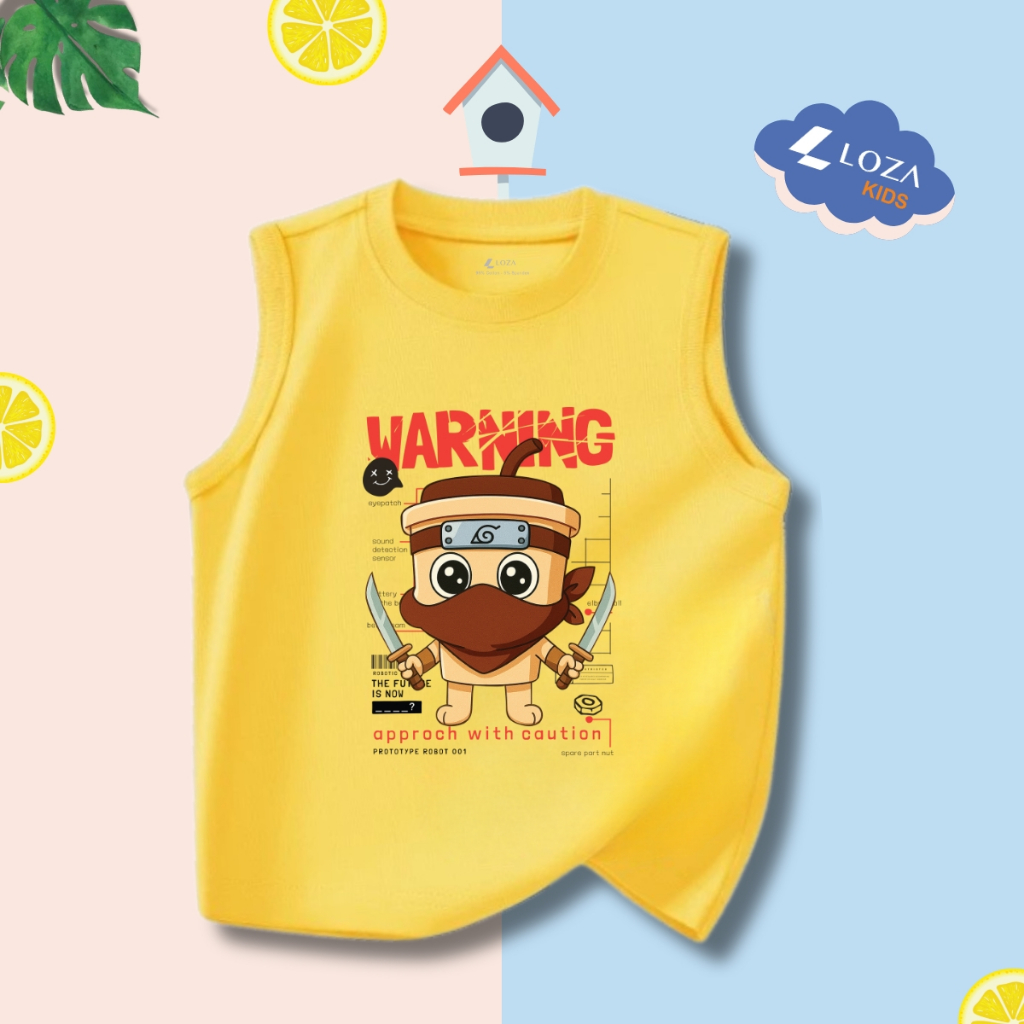 Áo thun in Brainrot Capucino, Bombardiro Crocodilo mẫu mới 2025 cho bé trai - Áo phông sát nách cho bé Loza Kids ST003_thumbnail_0