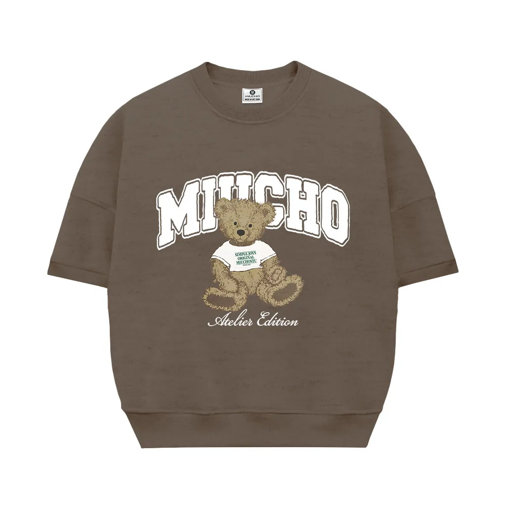 Áo sweater nữ boxy nỉ 2 da Miucho tay ngắn cổ tròn phong cách Hàn Quốc hình gấu đáng yêu 2633_thumbnail_10