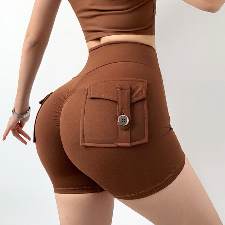 Quần Đùi Thể Thao Lulu Túi Hộp, Dáng Ôm Body, Có Chun Mông Hack Dáng