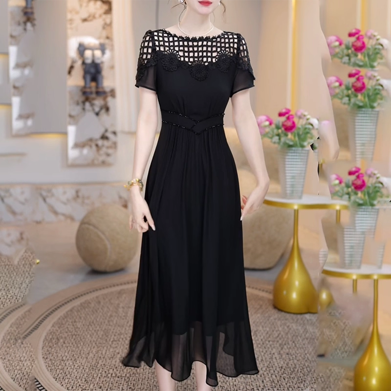 17318- Đầm voan xòe dự tiệc phối ren ô vuông hoa (voan, lót thun)_thumbnail_0