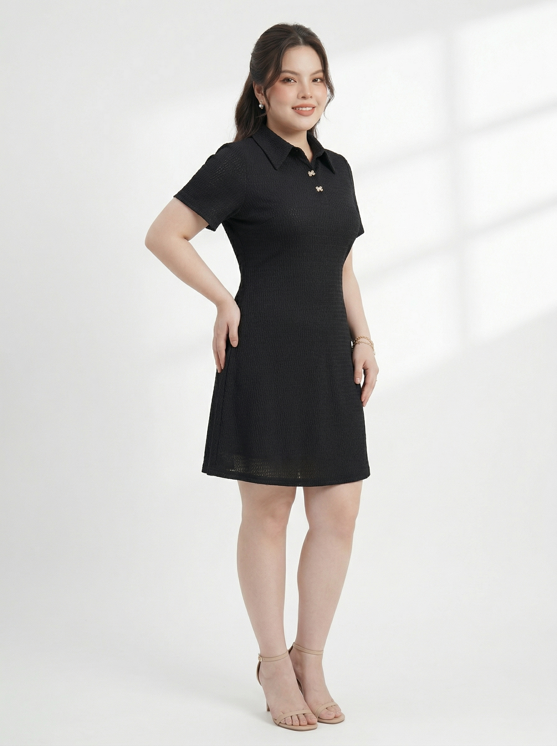 BIGSIZE - Đầm dáng A thun sọc kiểu V-DA199_thumbnail_2