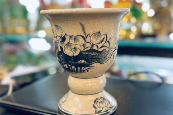 Ly Đựng Phật Thủ Men Rạn Vẽ