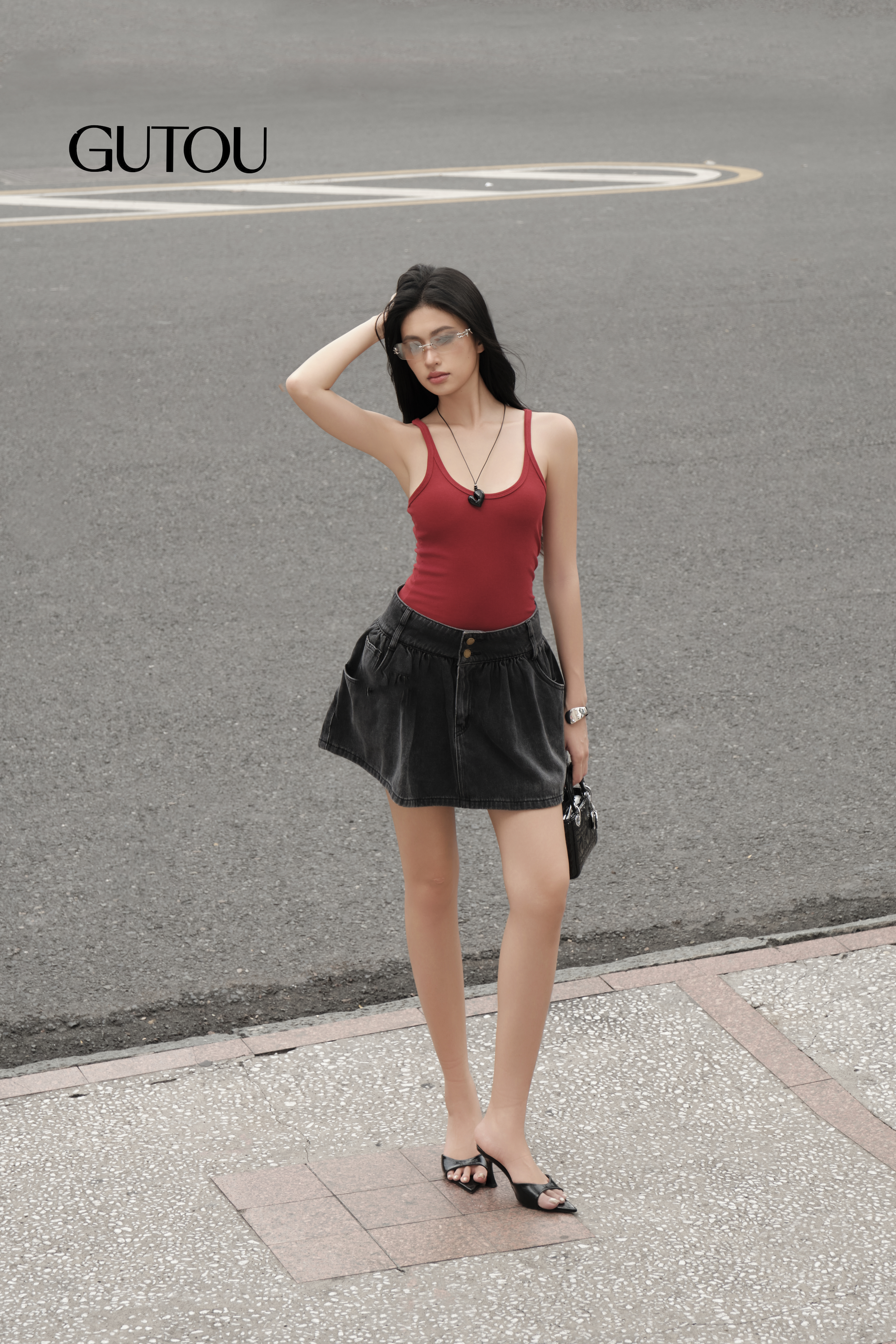 [ GUTOU ] Chân Váy Jean Basic Chữ A Xòe_thumbnail_3