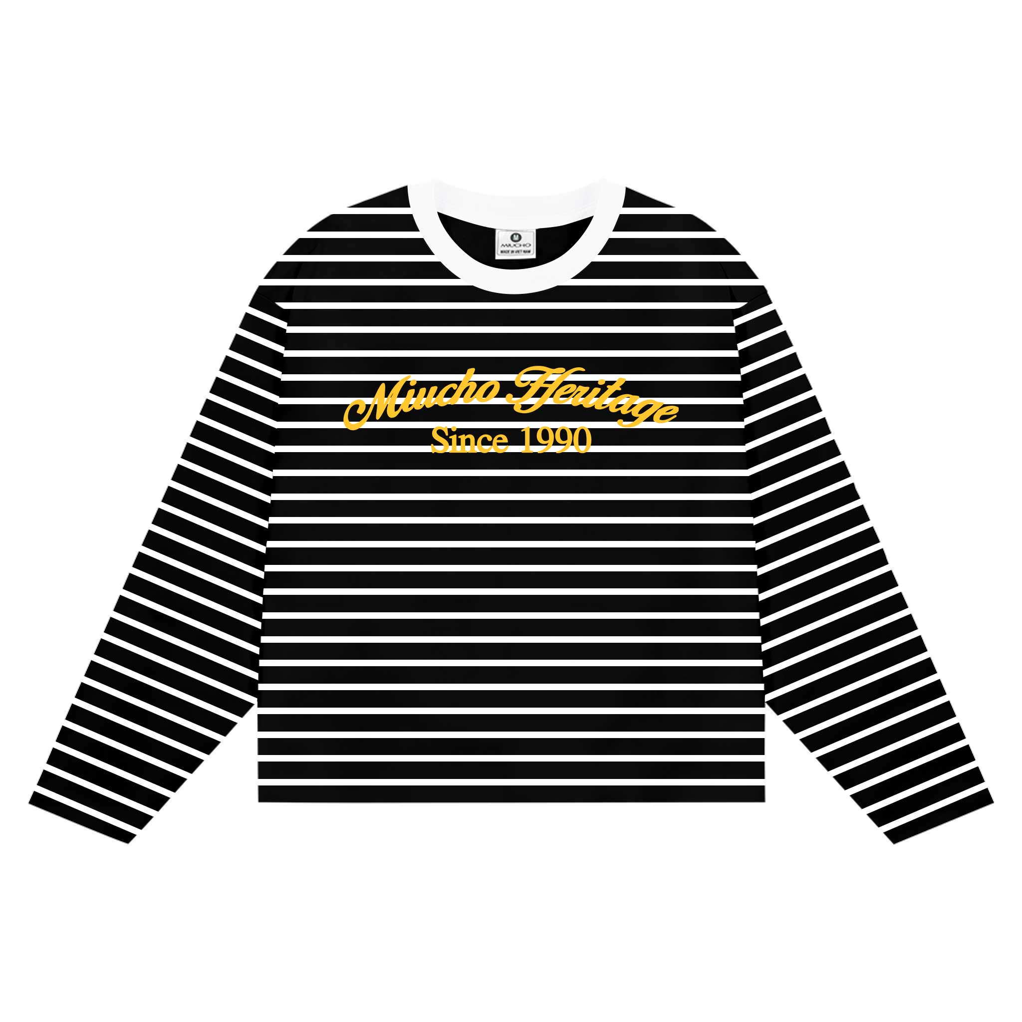 Áo thun boxy tay dài kẻ sọc Miucho bo rip cao cấp thoáng mát cổ tròn since 1990 in typography 2699_thumbnail_2