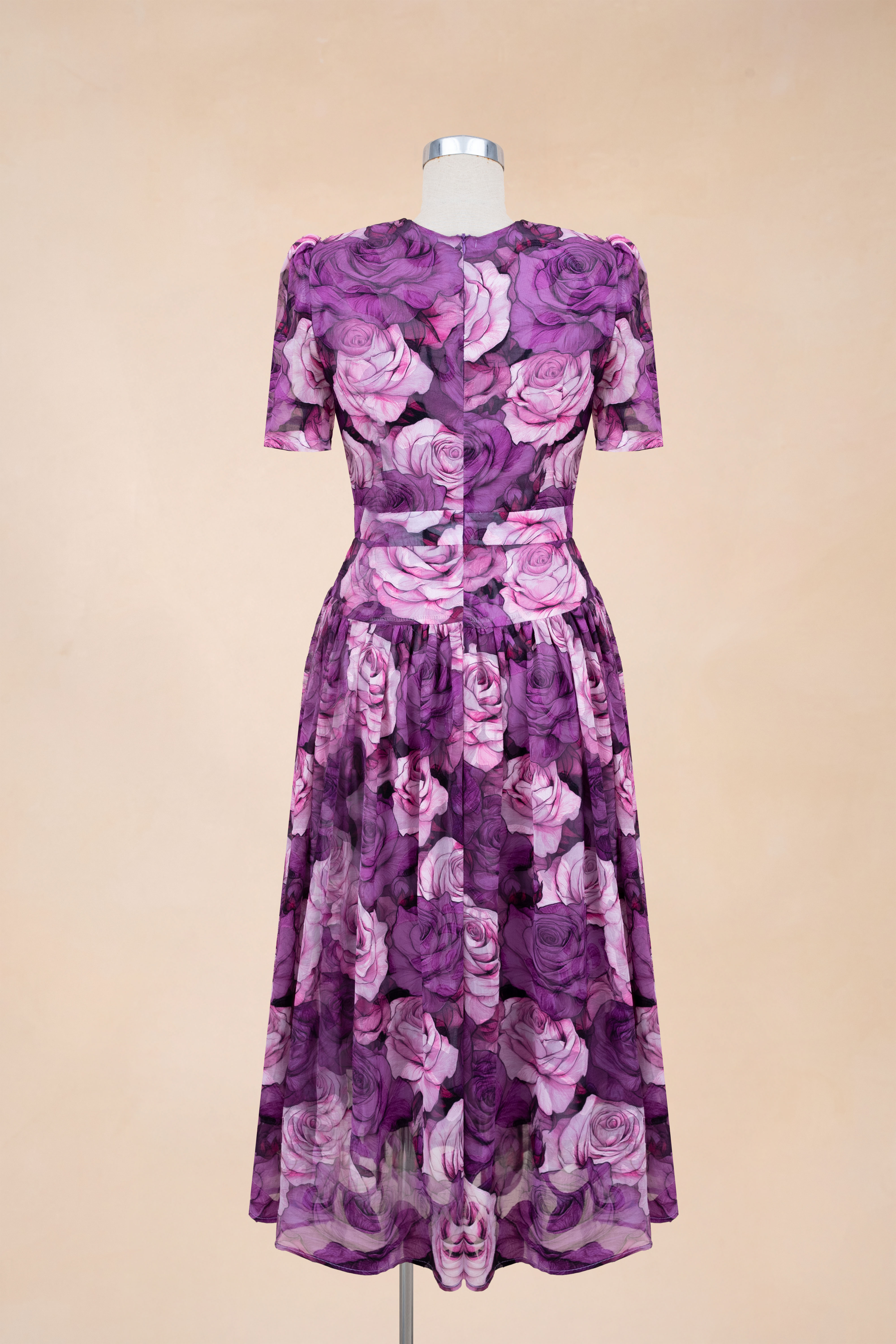 Đầm Xoè Hoa Ly Ngực Cổ Tròn