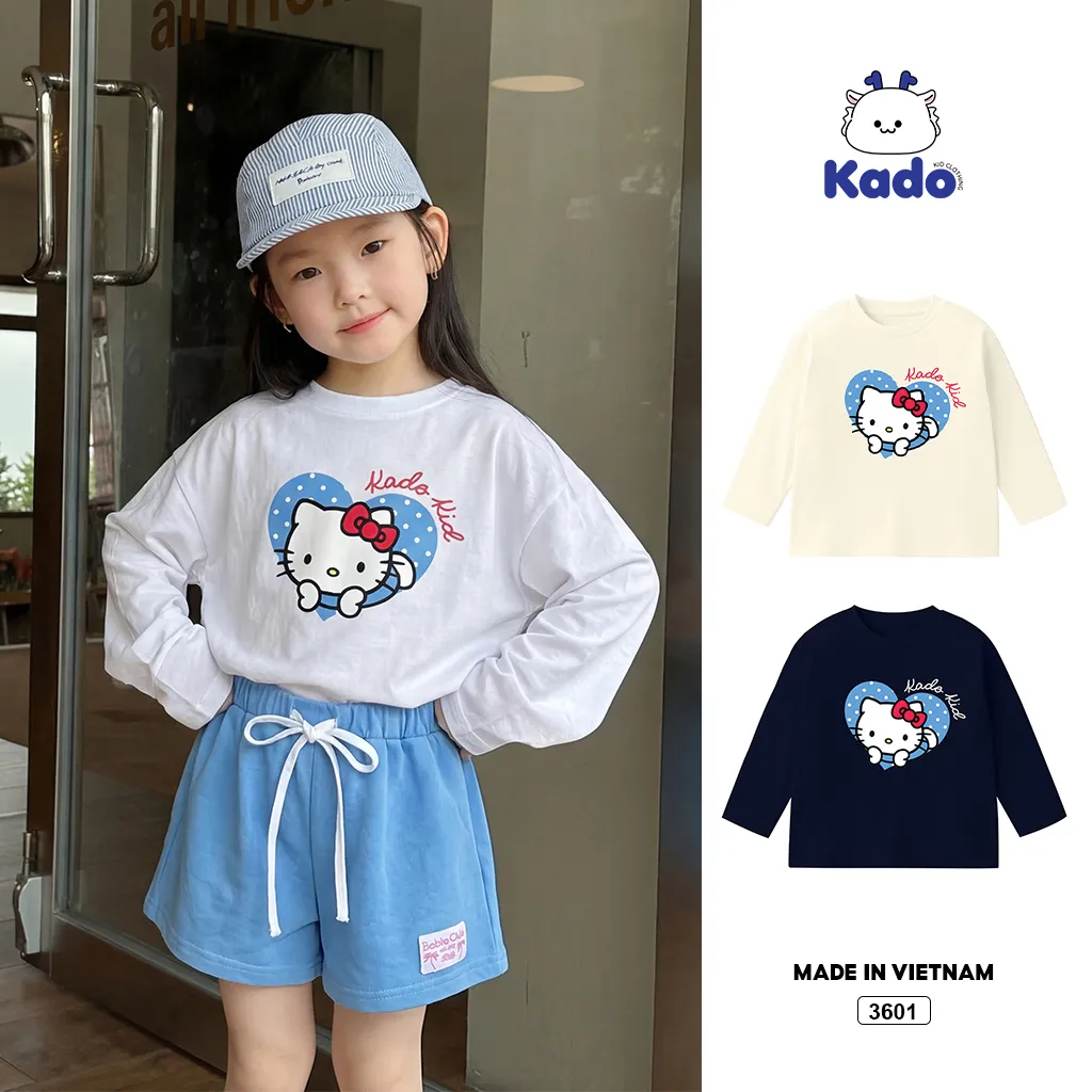 Áo thun bé gái tay dài Kittie Kado Kid 3601