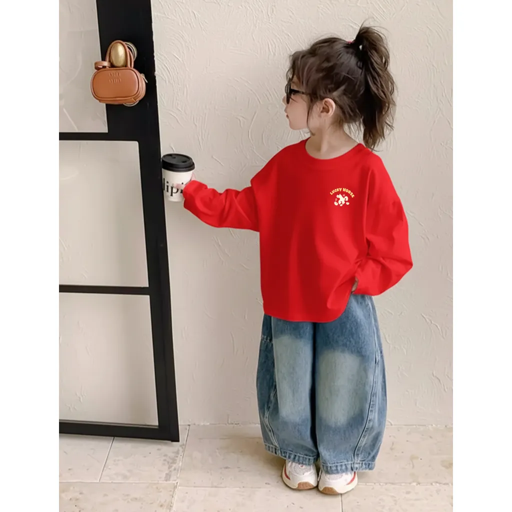 Áo thun Tết bé gái Kado vải cotton thoáng mát tay dài form rộng họa tiết nhỏ 2984_thumbnail_3