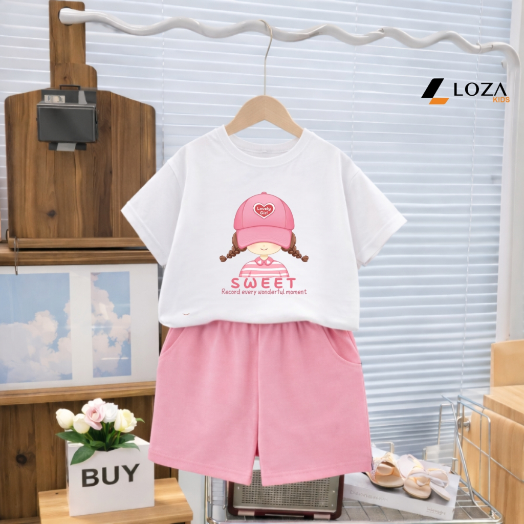 Set bộ bé gái hình bé gái đội mũ SWEET_thumbnail_1