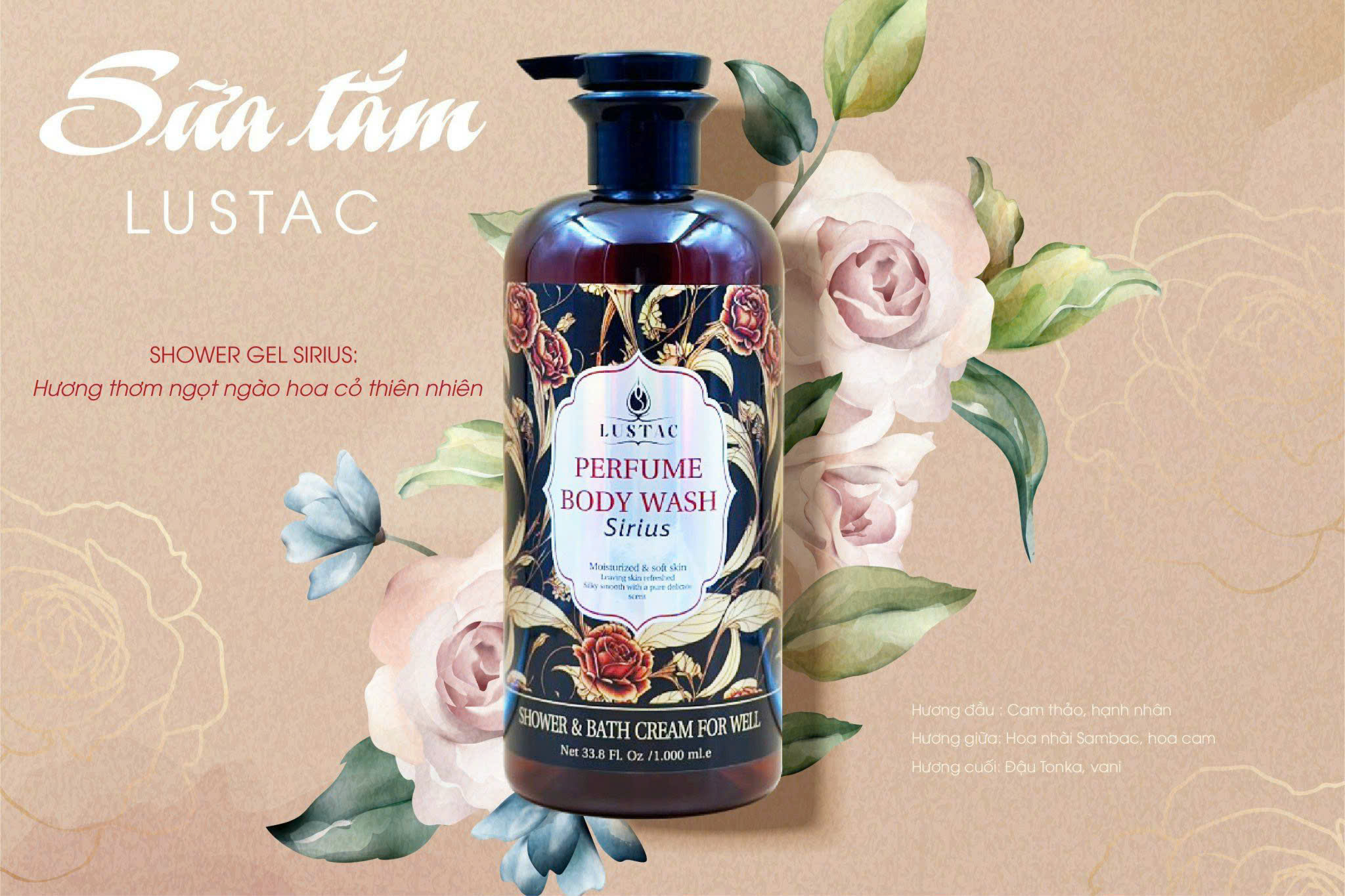 SỮA TẮM TRẮNG DA DƯỠNG ẨM LUSTAC