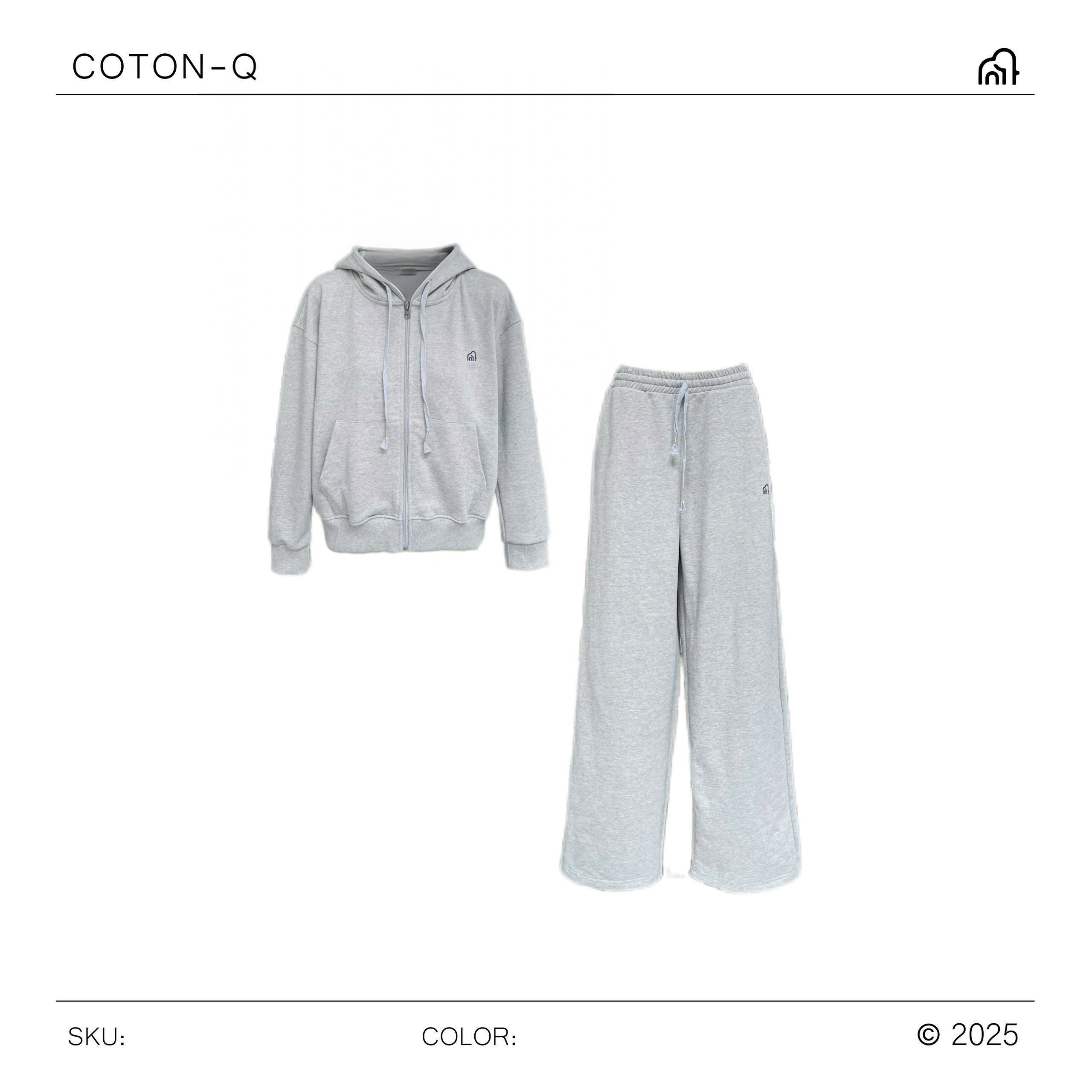 HJ99 Set áo khoác nỉ + quần dài ( XÁM )