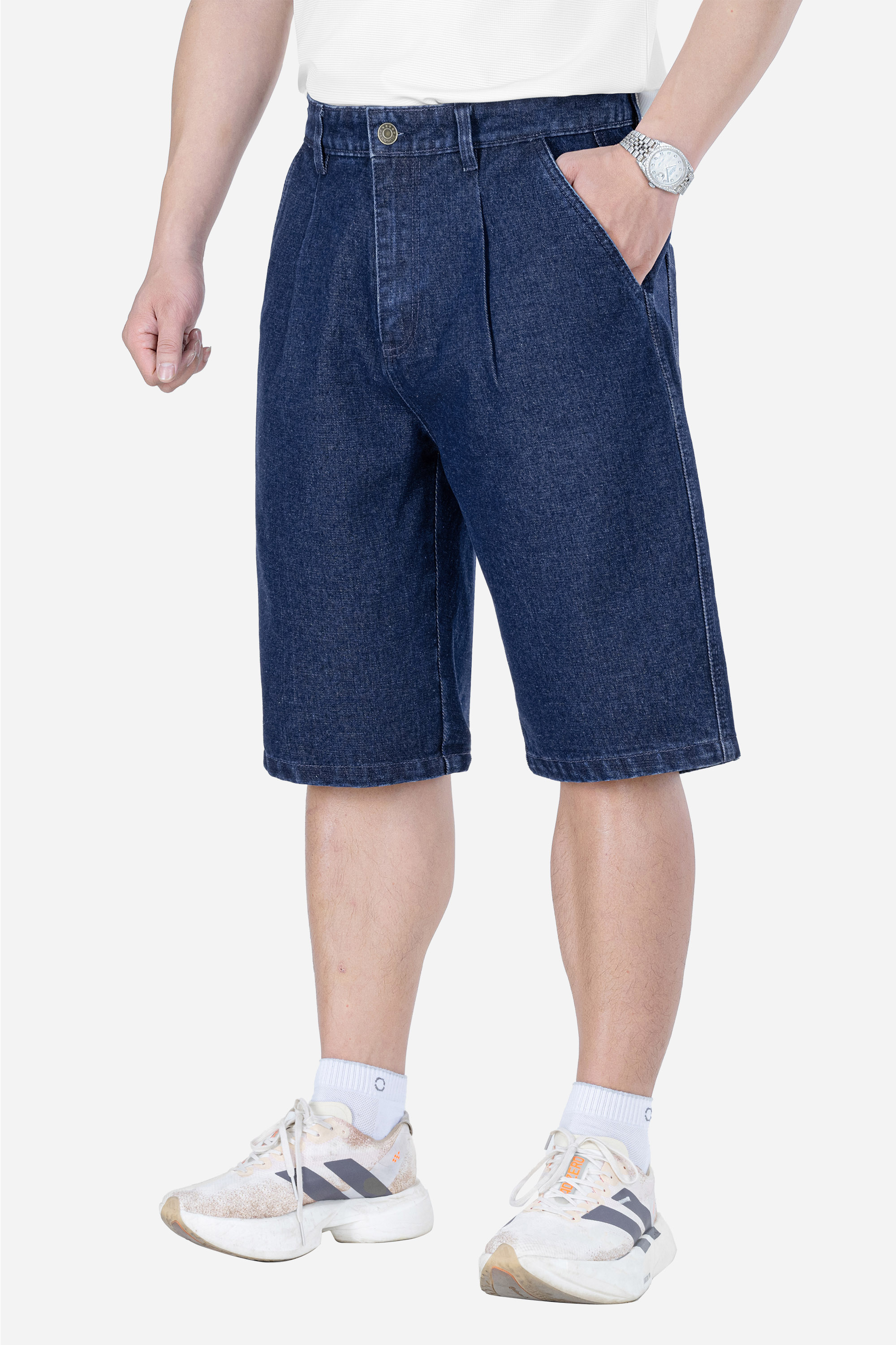 Quần Soọc Jeans 1 Li Nam Trung Niên ANCHI Chất Liệu Cafe Dáng Suông Túi Chéo Màu Xanh Nhạt_thumbnail_11