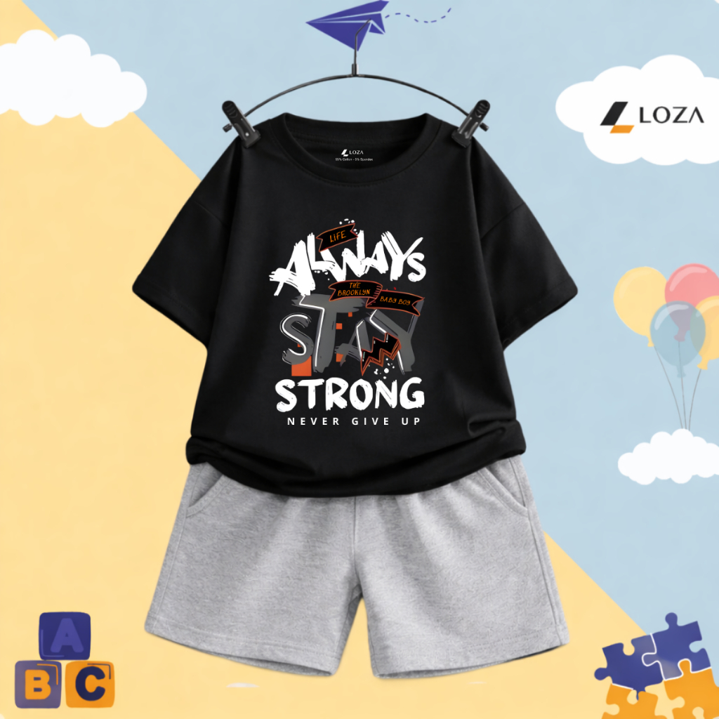 Set đồ bé trai hình ALWAYS STAY STRONG- Loza Kids SB600_thumbnail_6