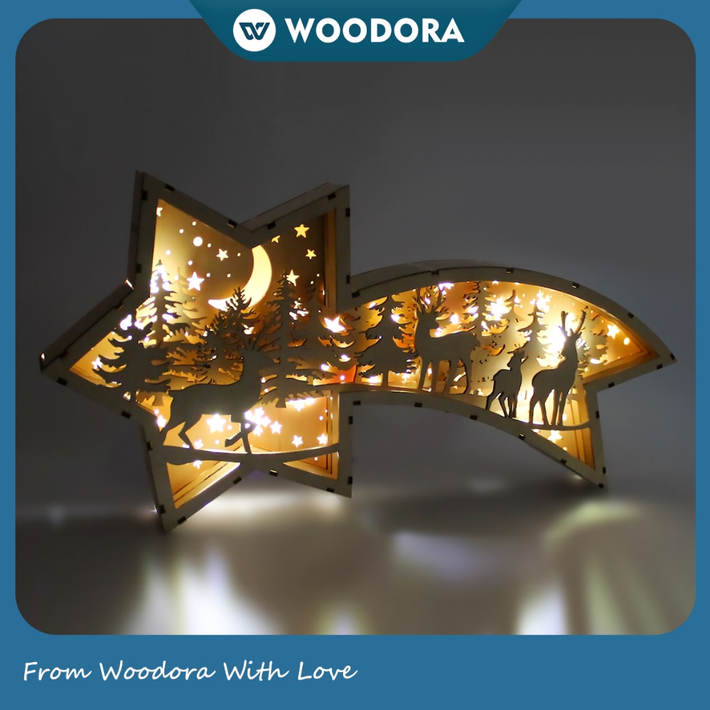 Đèn Ngủ Gỗ Hình Ngôi Sao - Đèn ngủ để bàn đồng hành cùng giấc ngủ ngon, trang trí cho căn phòng (18x25 cm)