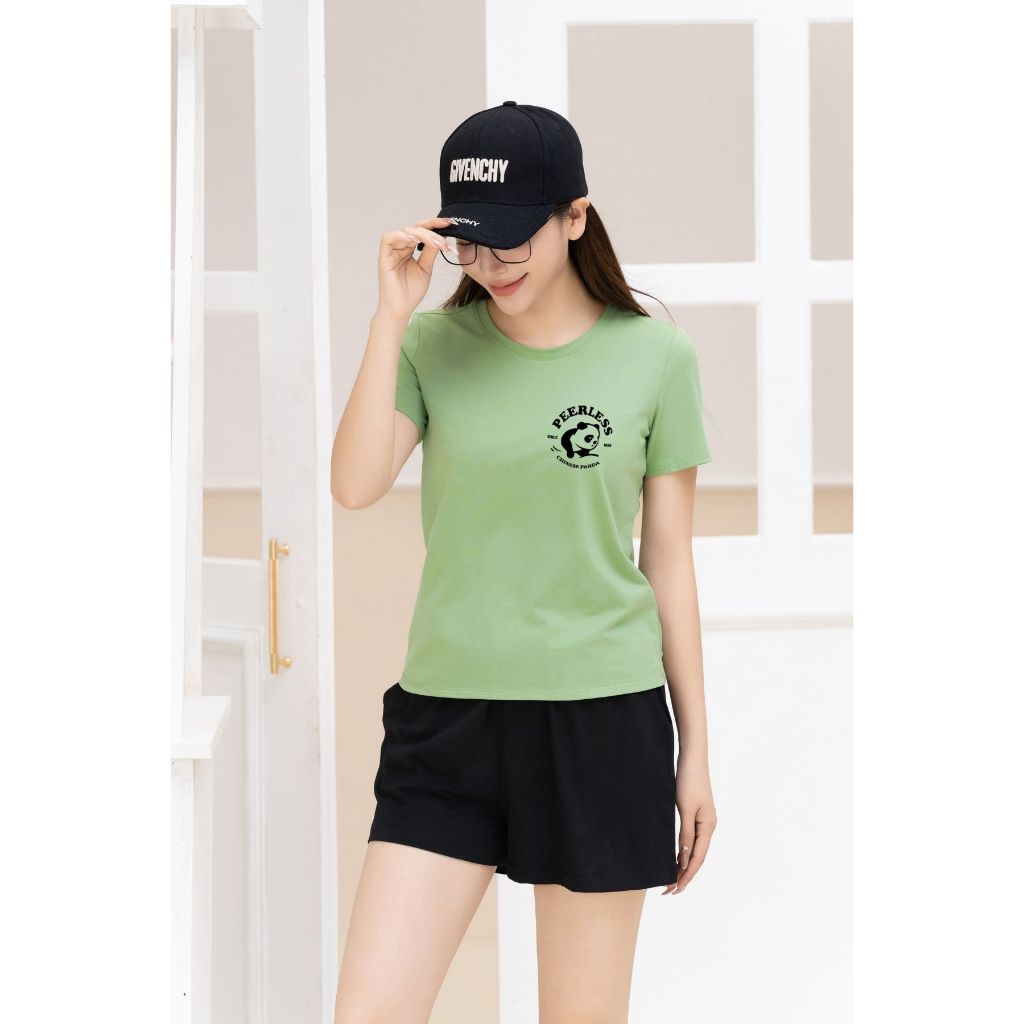 Bộ quần áo nữ dáng vừa in chữ PEERLESS - Set bộ nữ mặc nhà/ đi chơi  (áo thun form vừa + quần đùi) - LOZA VP40_thumbnail_6