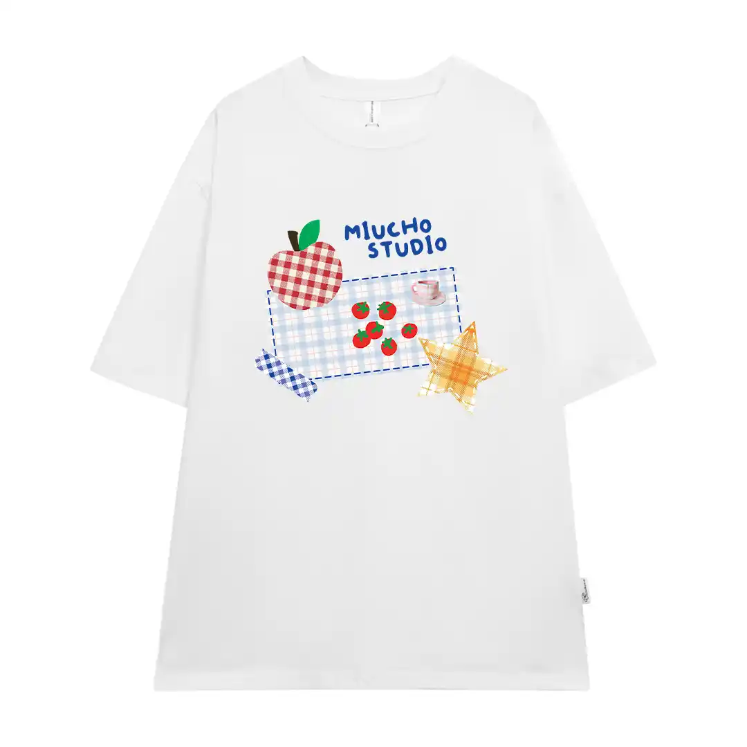 Áo thun form rộng unisex Miucho cotton thoáng mát thấm hút tốt dễ phối đồ hình in trái cây 2779