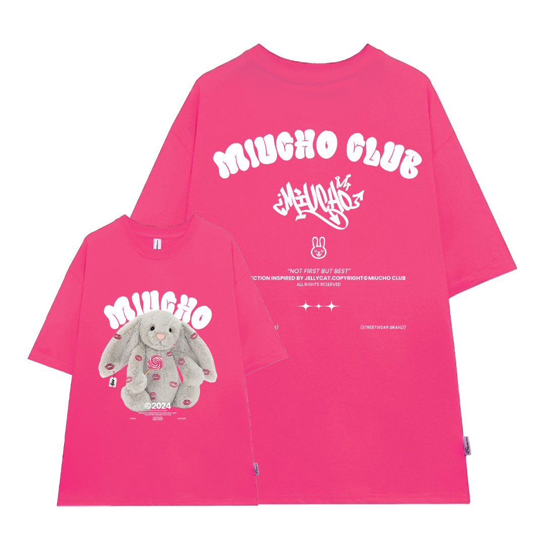 Áo thun thỏ Bunny form rộng local brand ATD1255 Miucho tay ngắn cổ tròn in mix_thumbnail_14