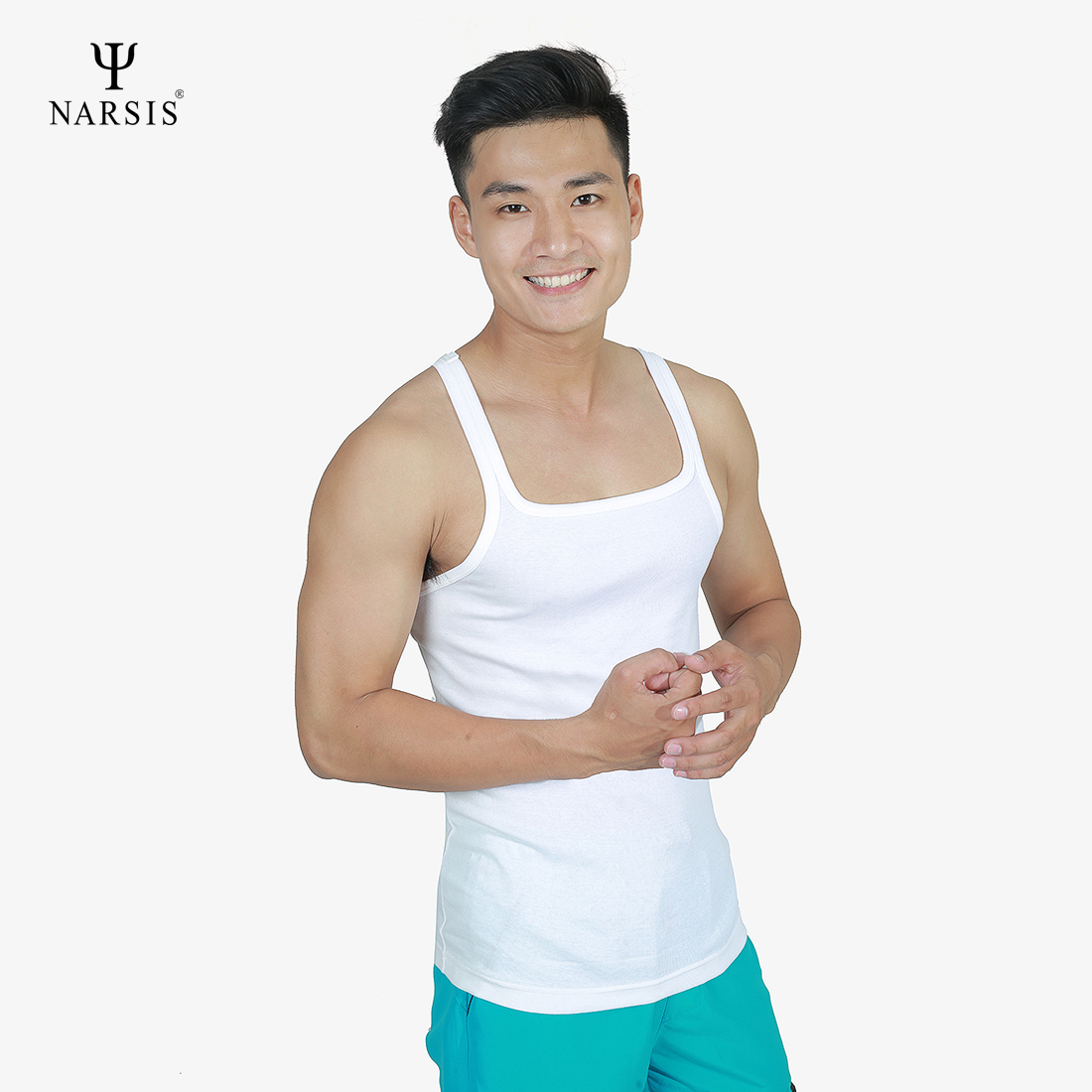 ÁO NAM NARSIS  MÀU TRẮNG D4051 NARSIS CHẤT LIỆU THOÁNG MÁT, DỄ CHỊU, THOẢI MÁI CẢ NGÀY, DỄ VẬN ĐỘNG