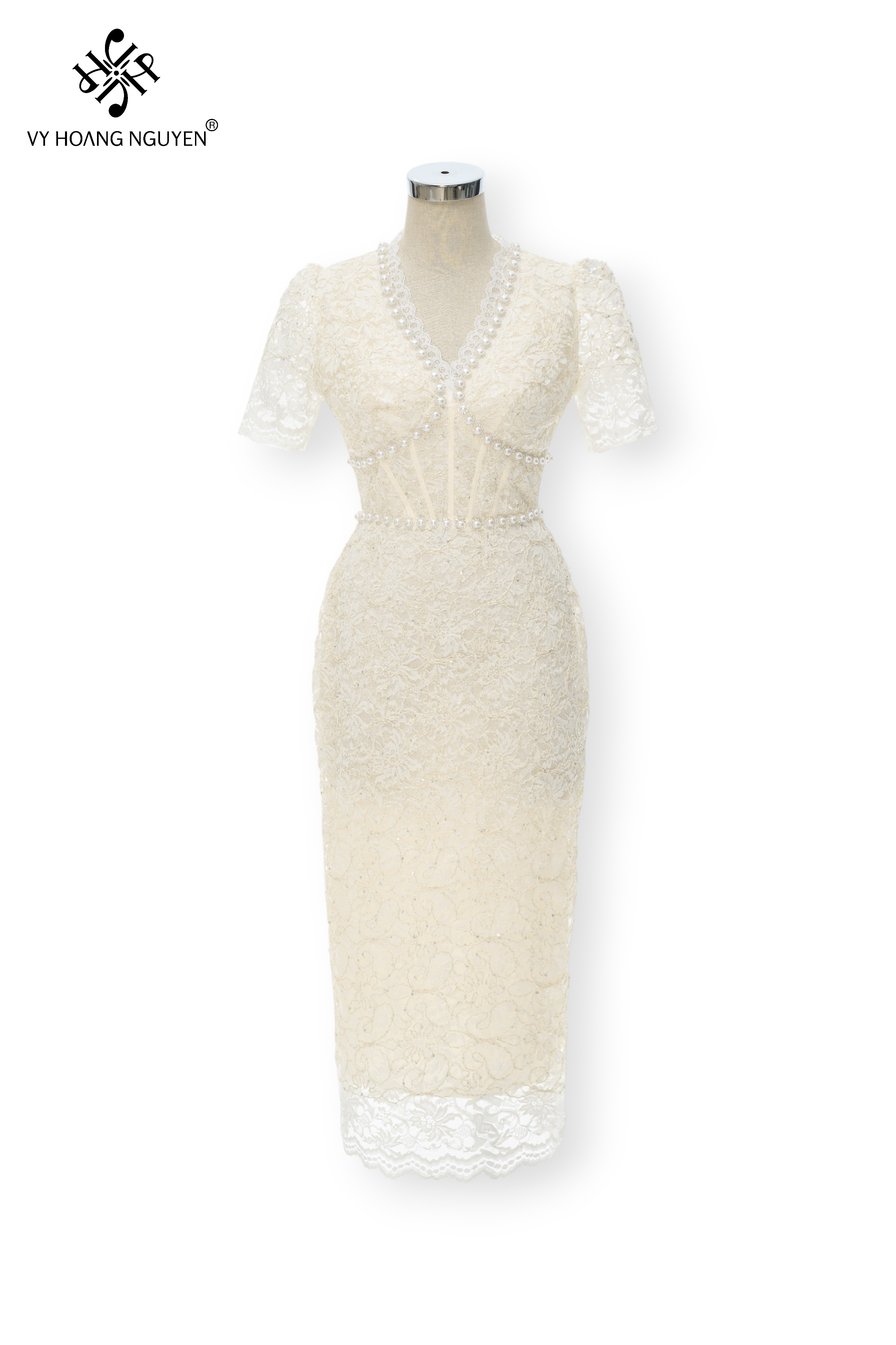 Đầm Bút Chì Kim Sa Phối Ngọc