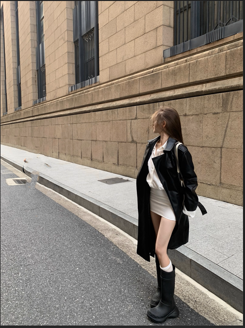 Áo Khoác Da Bóng Nữ Thắt Eo Sang Trọng_thumbnail_7