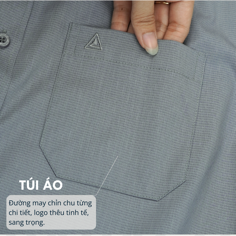 Áo sơ mi nam Trung niên thêu logo PAPAGO tay ngắn lai ngang - P25SNTT004_thumbnail_3