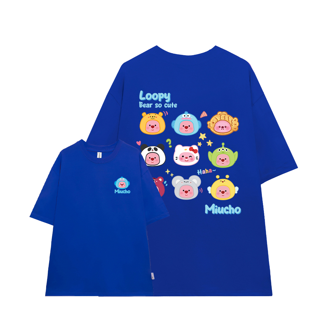 Áo thun Loopy Hải Ly form rộng ATD652 Miucho cotton cổ tròn in artwork_thumbnail_15