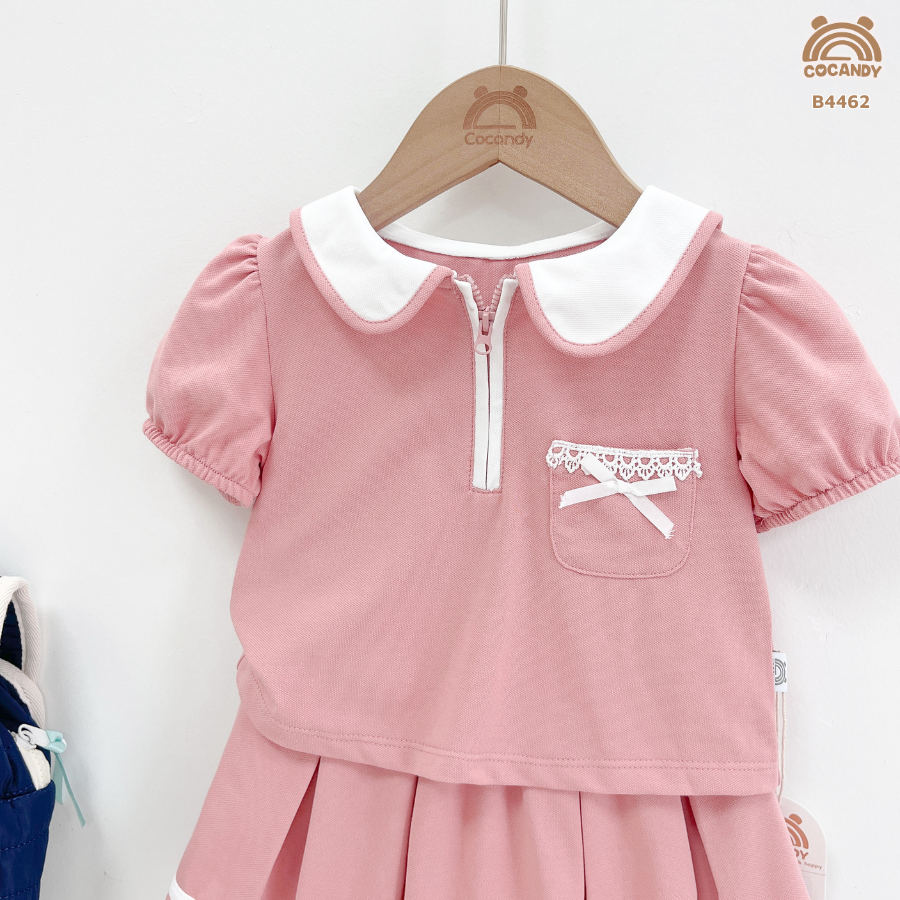 Bộ cộc HỒNG polo cổ sen khóa + chân váy_thumbnail_3