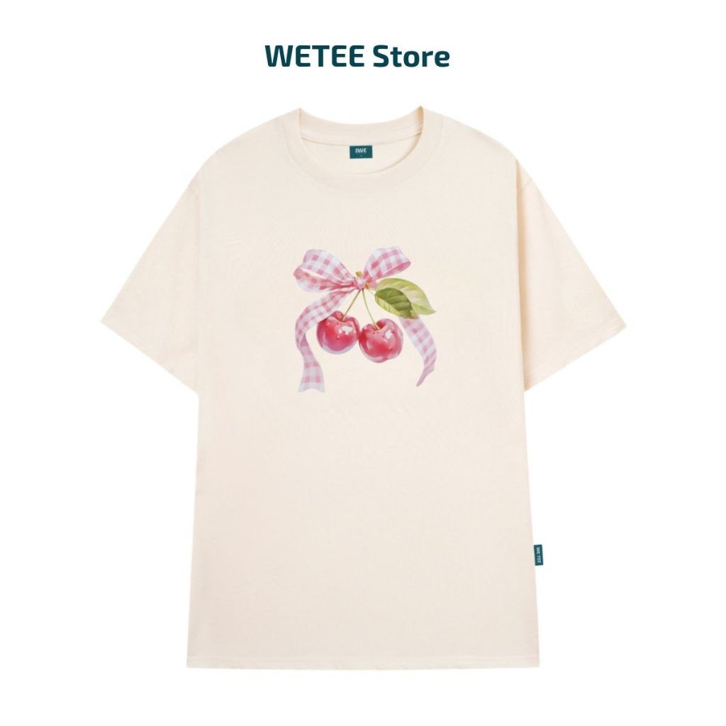 Áo thun unisex UX30-1169 hình nơ cherry hồng dáng oversized local brand WETEE_thumbnail_3