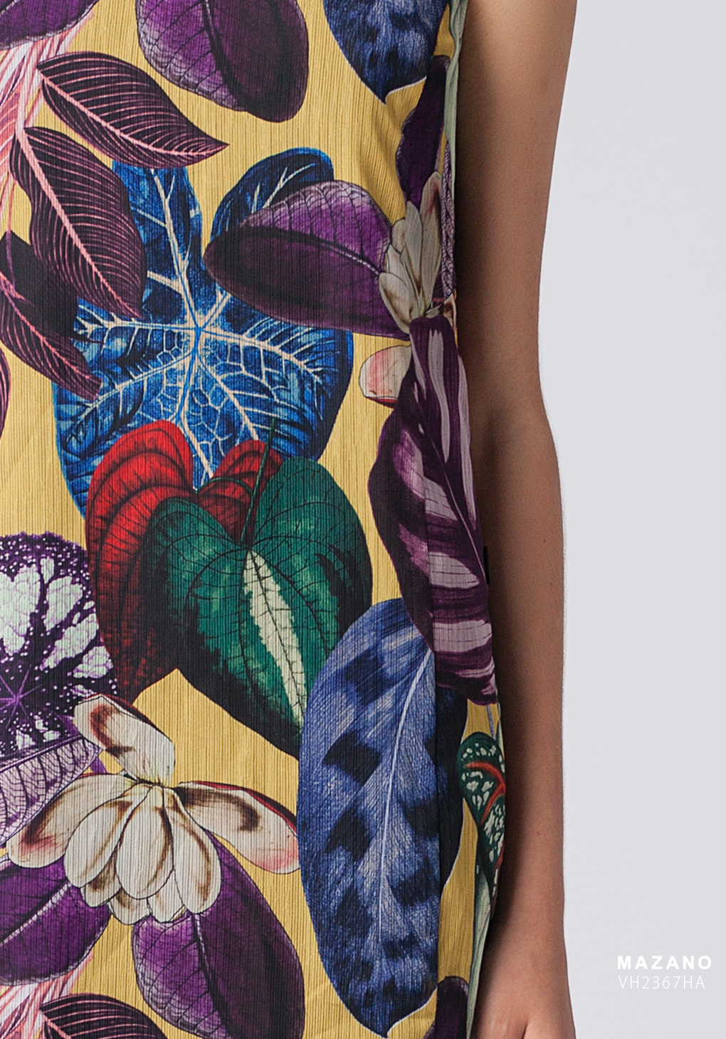 Đầm suông họa tiết lá cây, cổ tròn, tay sát nách_thumbnail_4