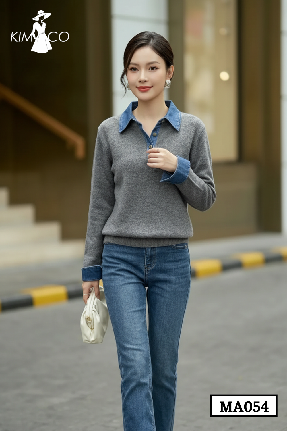 Áo Len Cổ Denim Thanh Lịch - MA054