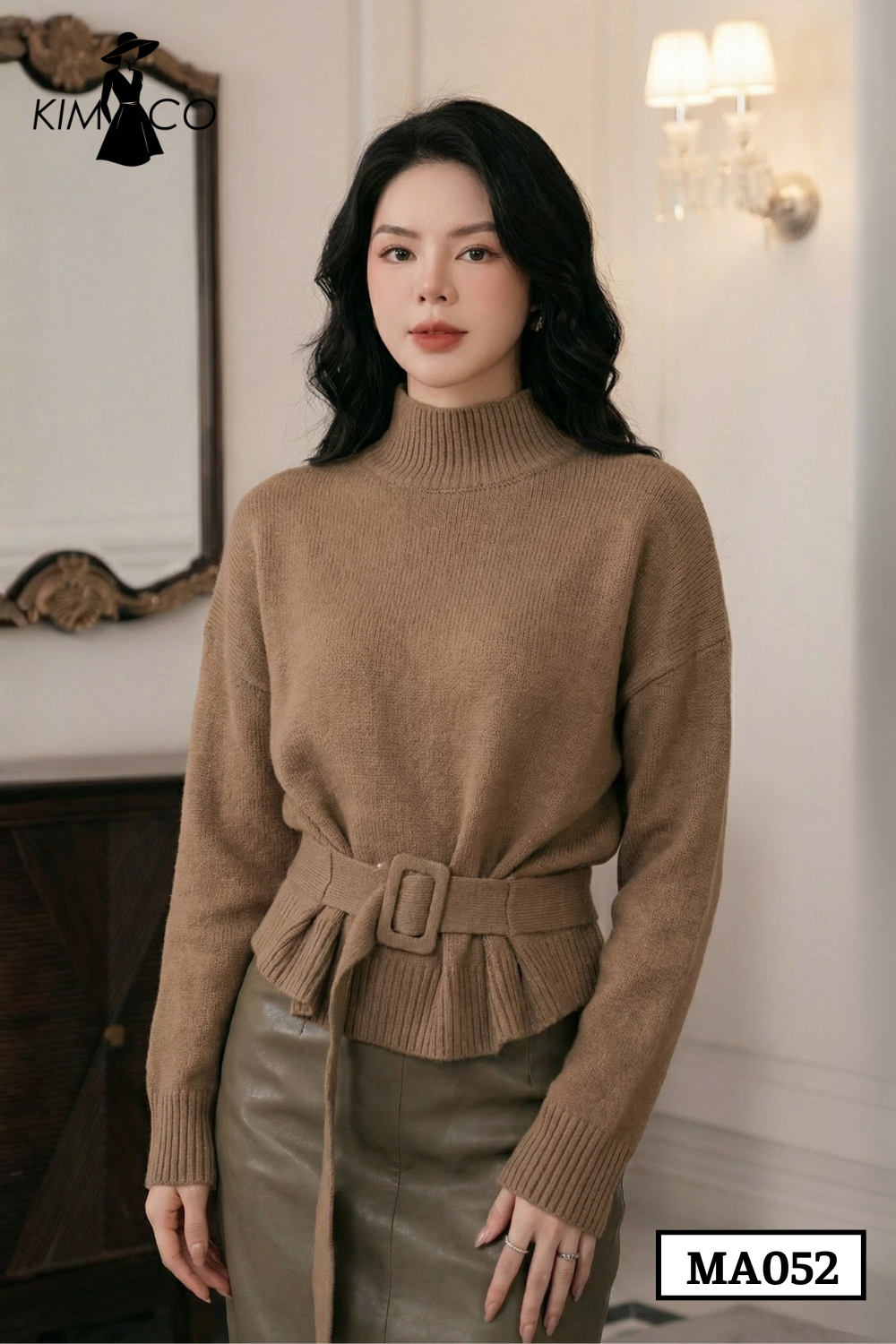 Áo Len Nâu Cổ Lọ Thắt Eo Thanh Lịch - MA052_thumbnail_2