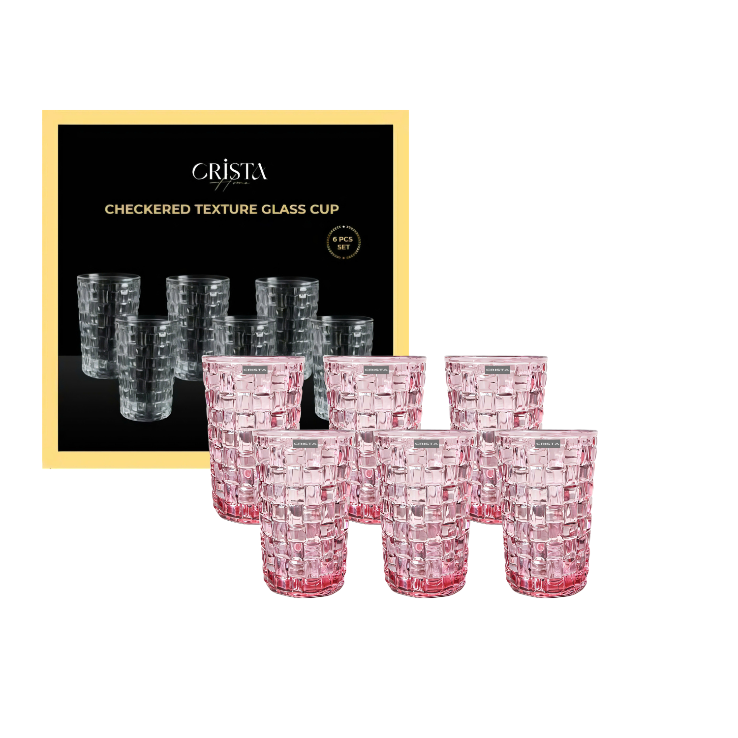 Bộ 6 cốc thủy tinh CRISTA HOME vân Caro to 350 ml_thumbnail_19