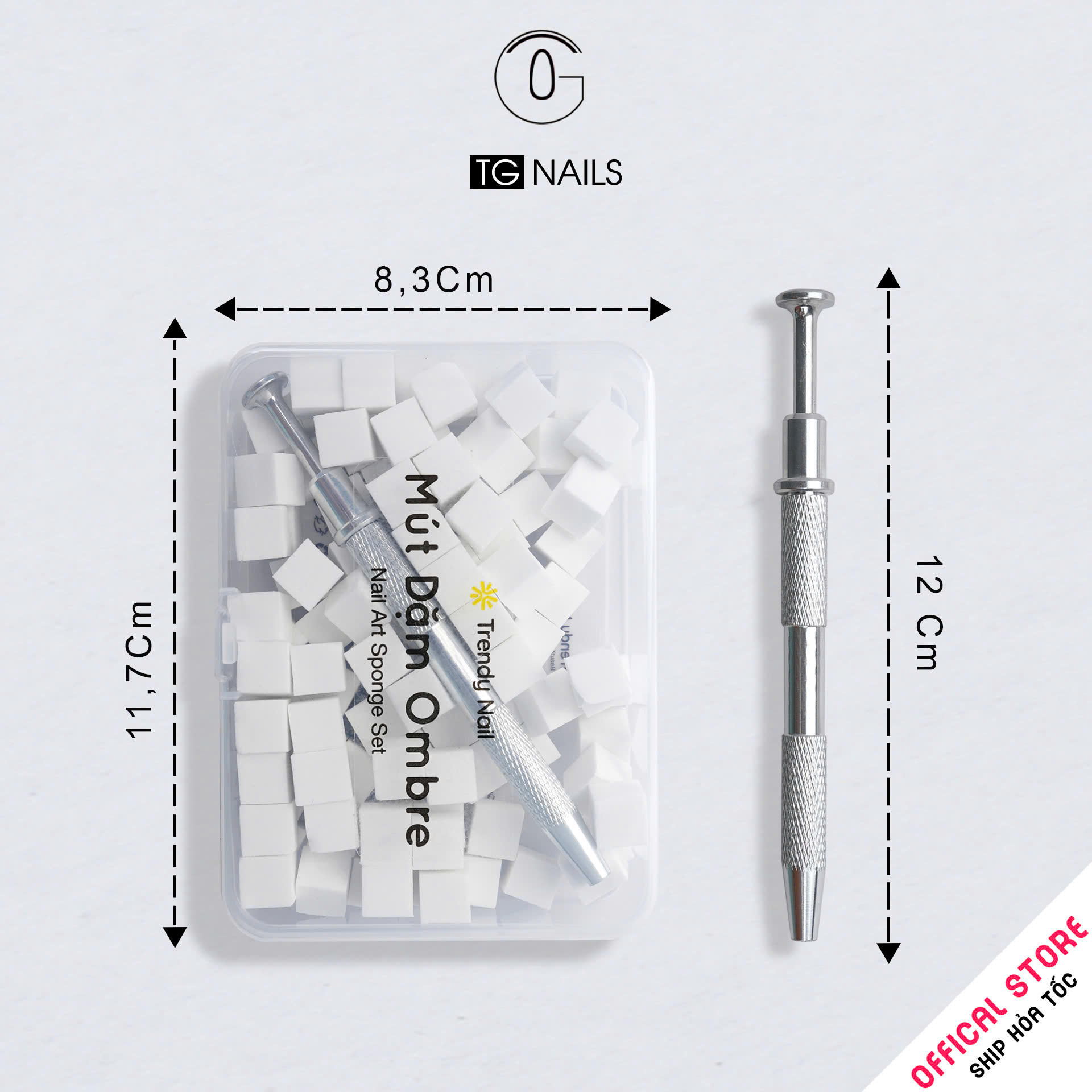 Hộp mút dặm ombre kèm bút gắp Trendy Nail