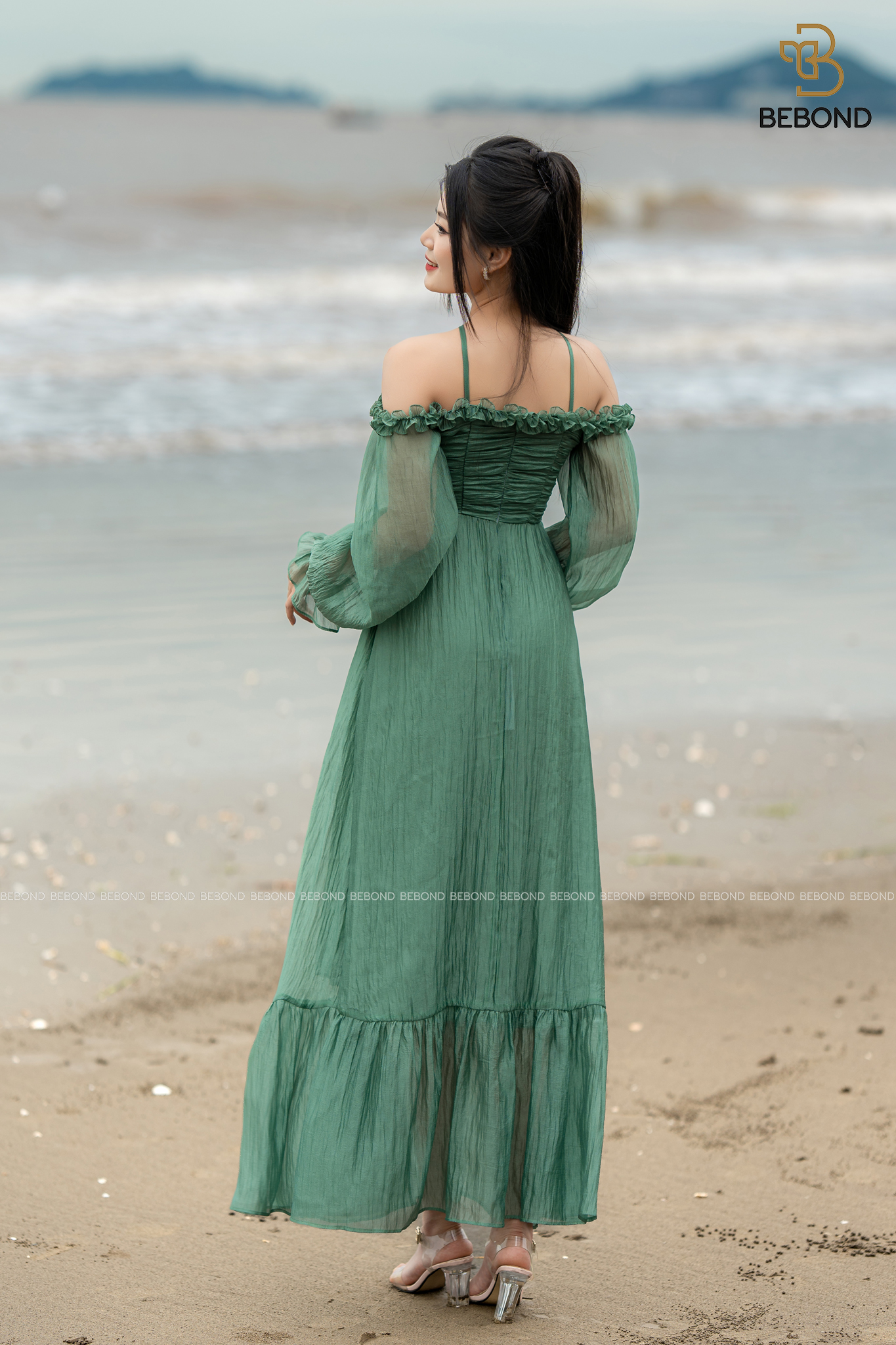 ĐẦM CỔ YẾM CÁCH ĐIỆU MÀU XANH- ALVA DRESS_thumbnail_2