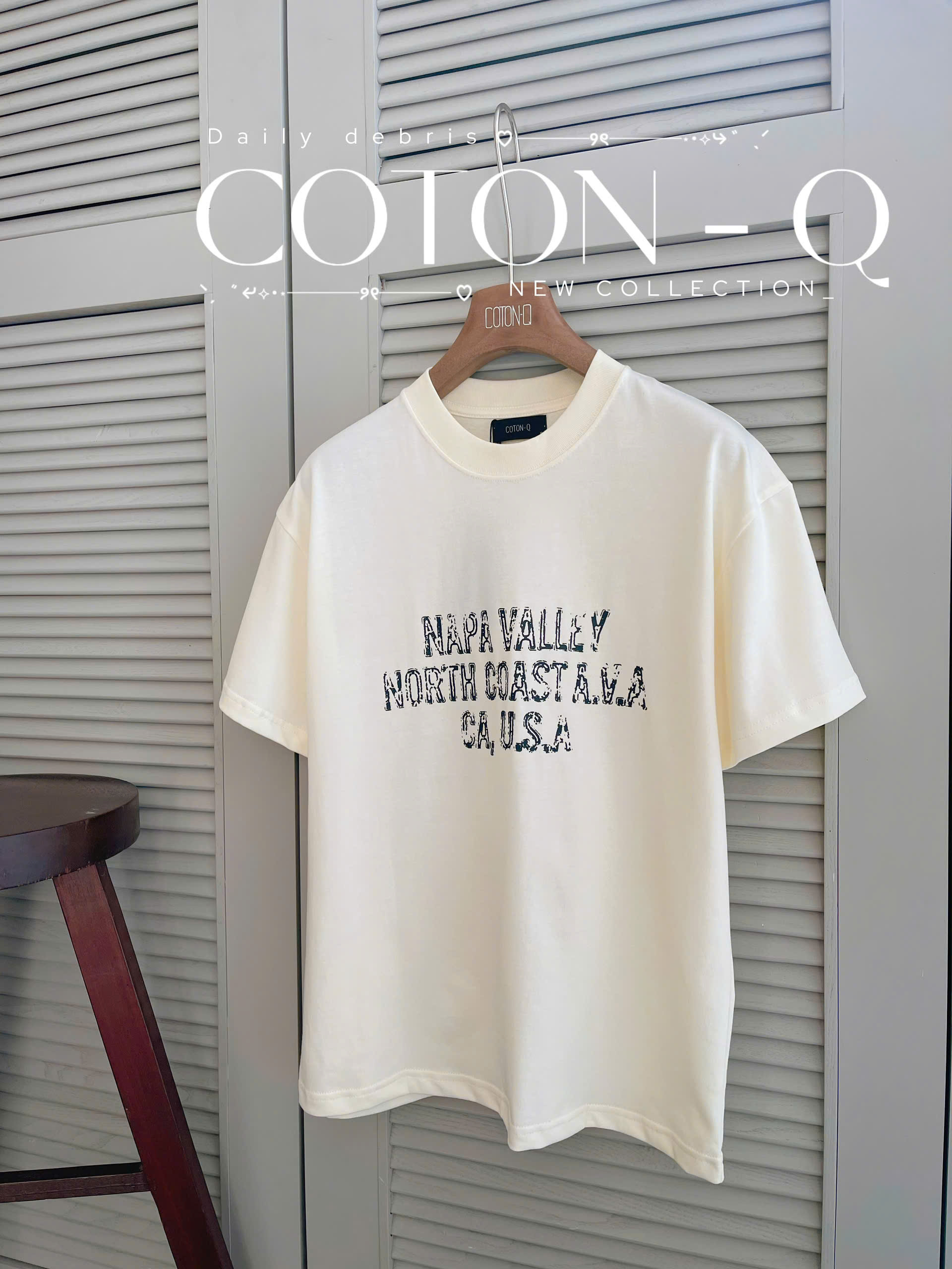 HA874 Áo thun kem in chữ