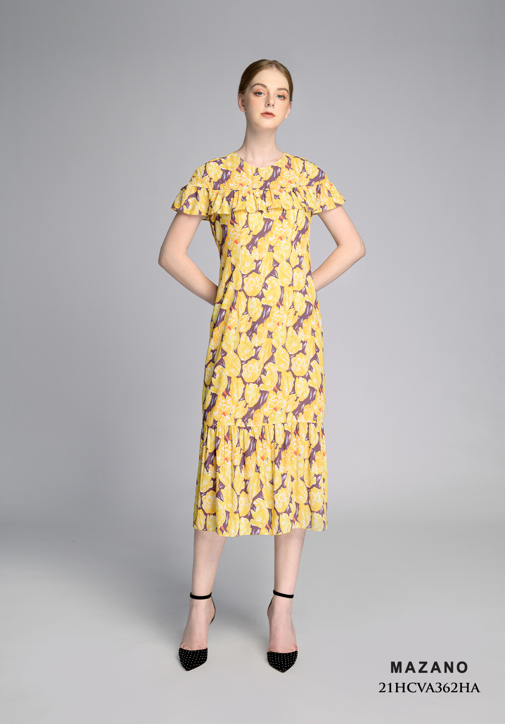 Đầm suông họa tiết hoa tuy-lip vàng bèo ngực_thumbnail_0