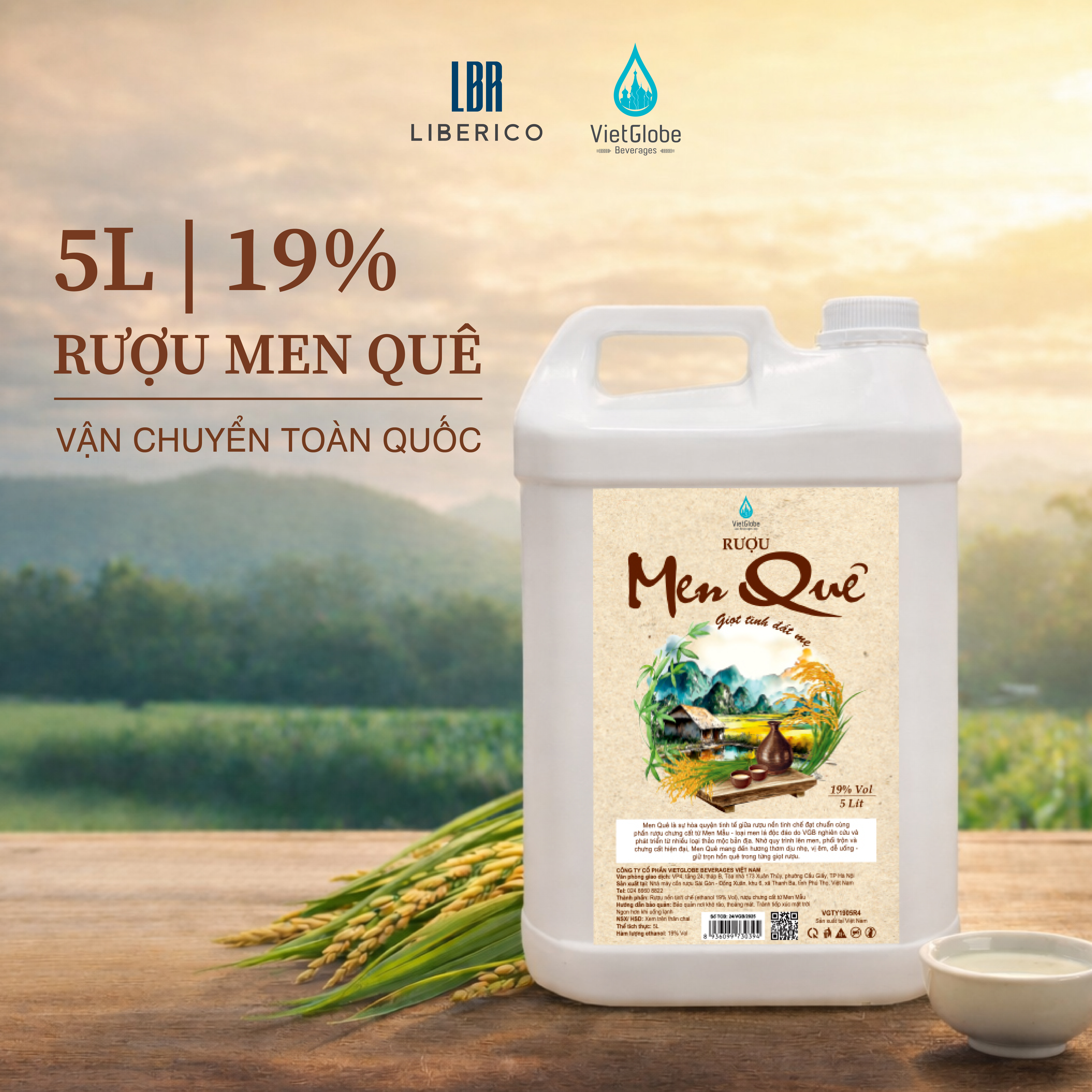 Rượu Men quê 19% Vol can 5L