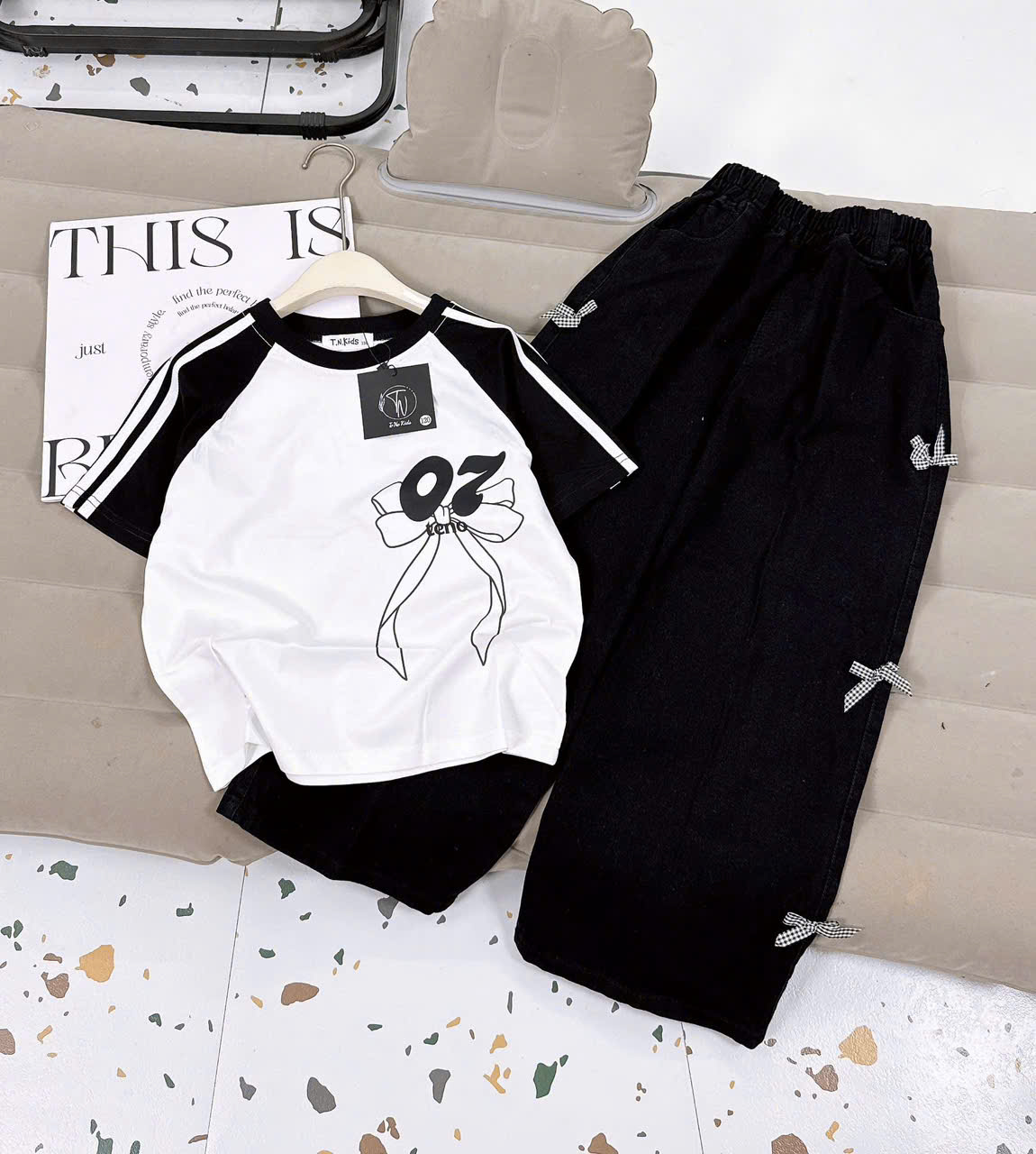 [M24] Set Jeans dài nơ 07 TENO