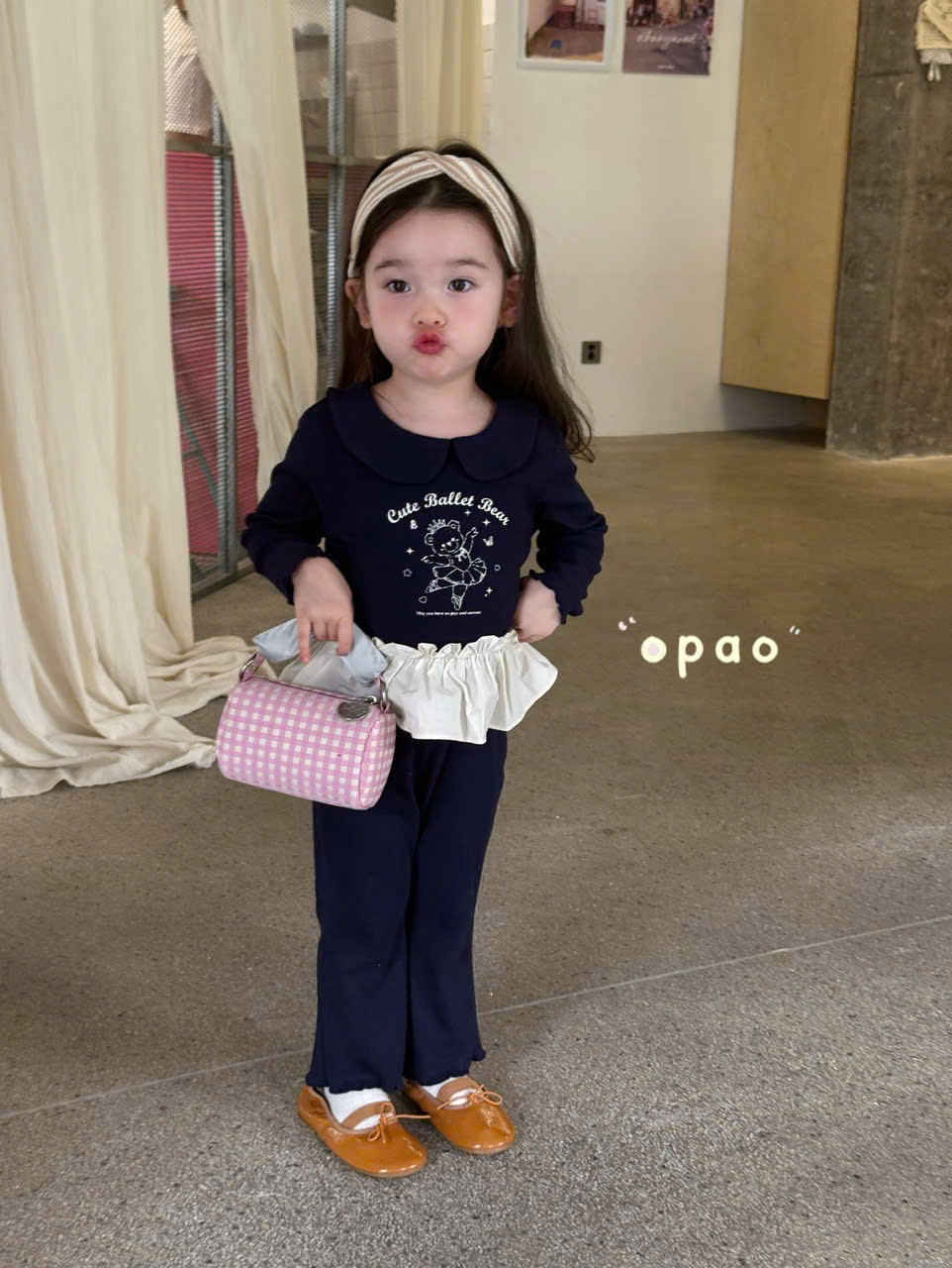 (S67) Set thun Opao Áo viền bèo kèm quần loe_thumbnail_0