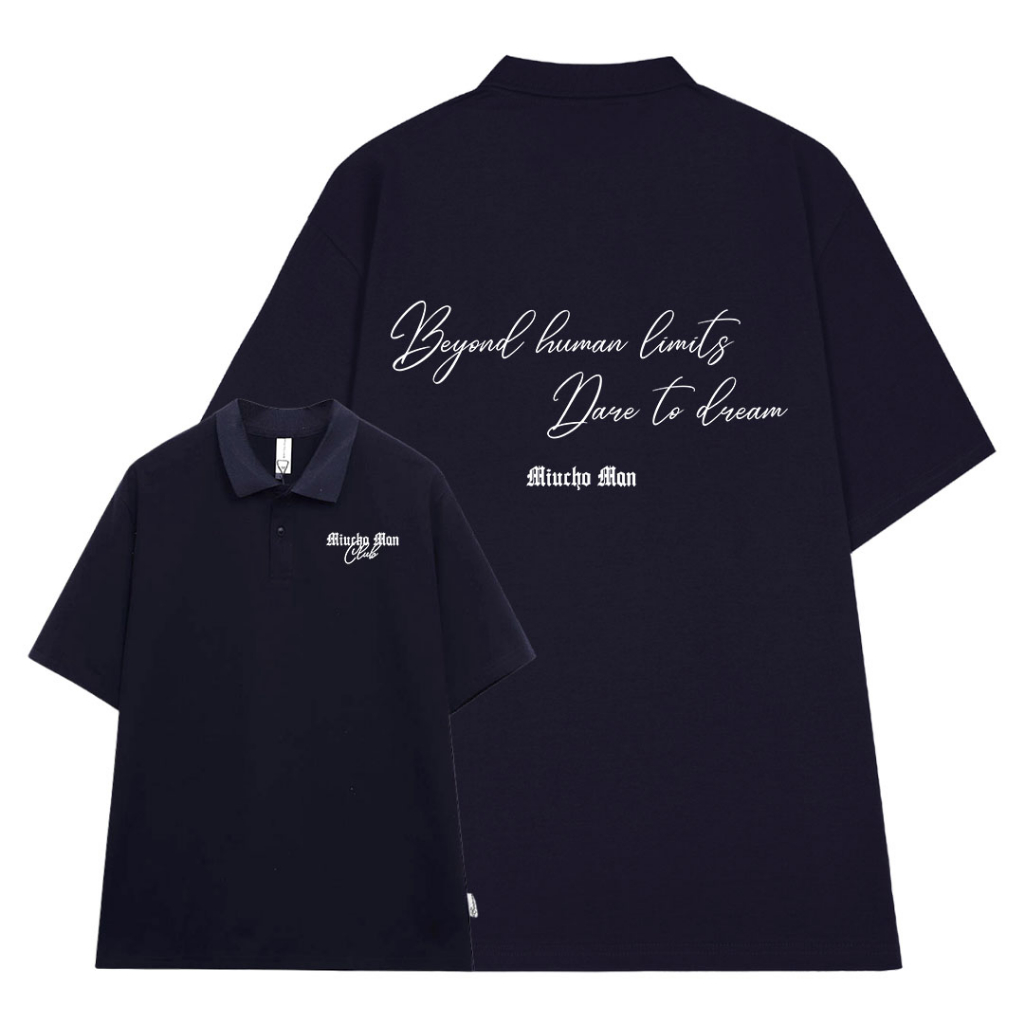 Áo polo nam form rộng đẹp PLD195 Miucho Man tay lỡ vải cotton mềm mại cho nam in Typography_thumbnail_3