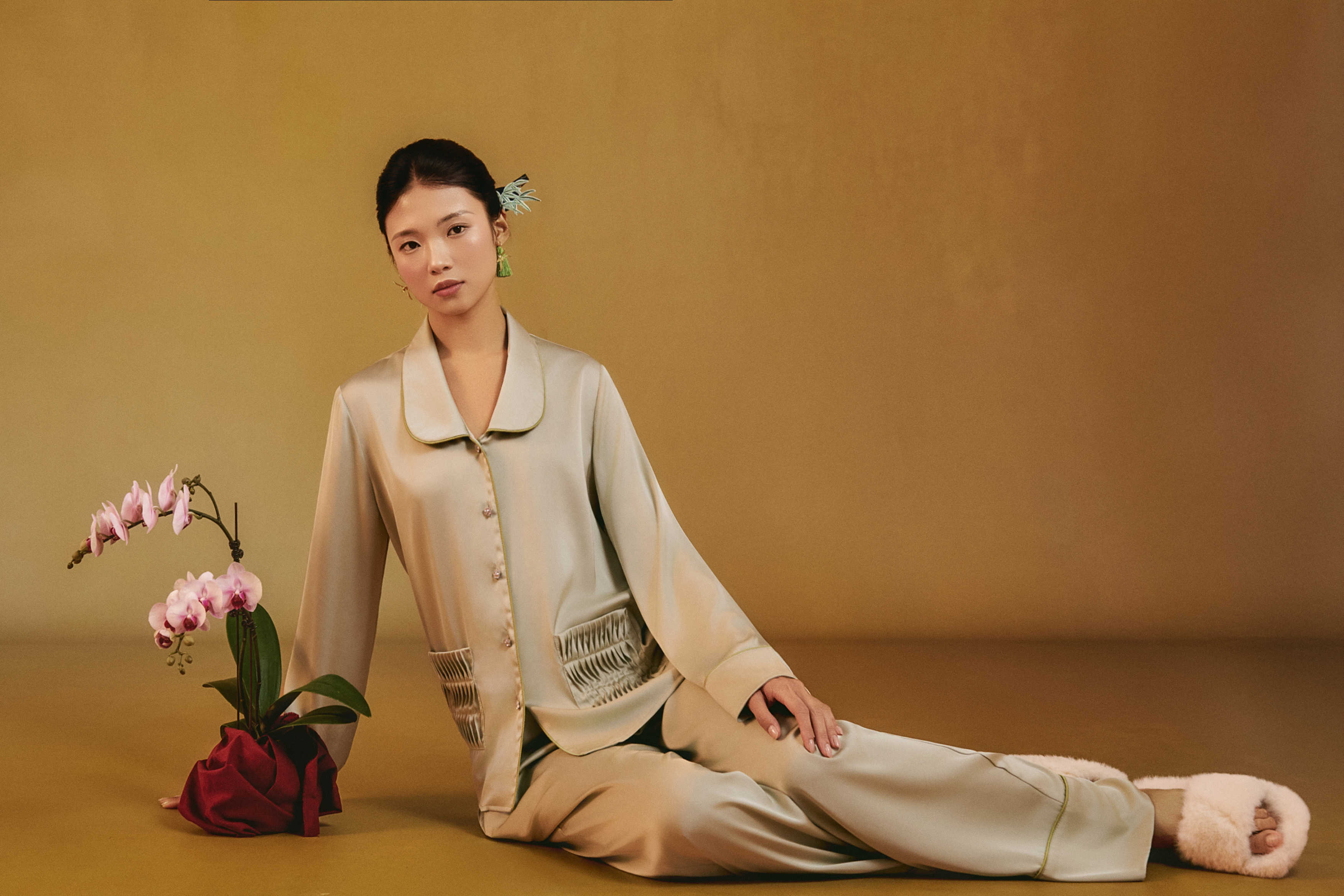 Bộ Lụa Áo Dài Tay, Quần Dài BN672_thumbnail_10